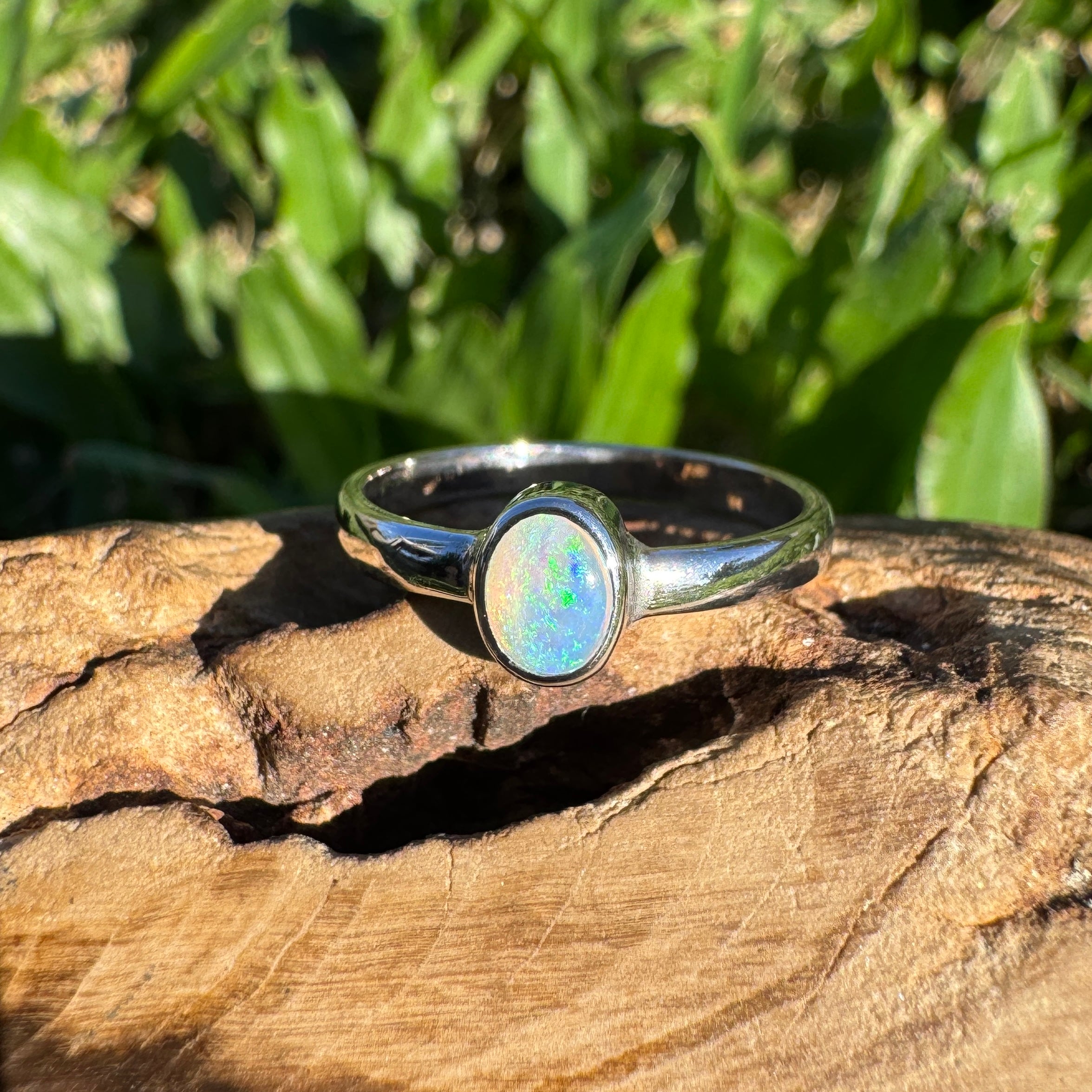 0.4ct Lightning Ridge Opal Ring ~ 'Pearson Isles Blue' | 925 Sterling Silver | Solid Australian Opal