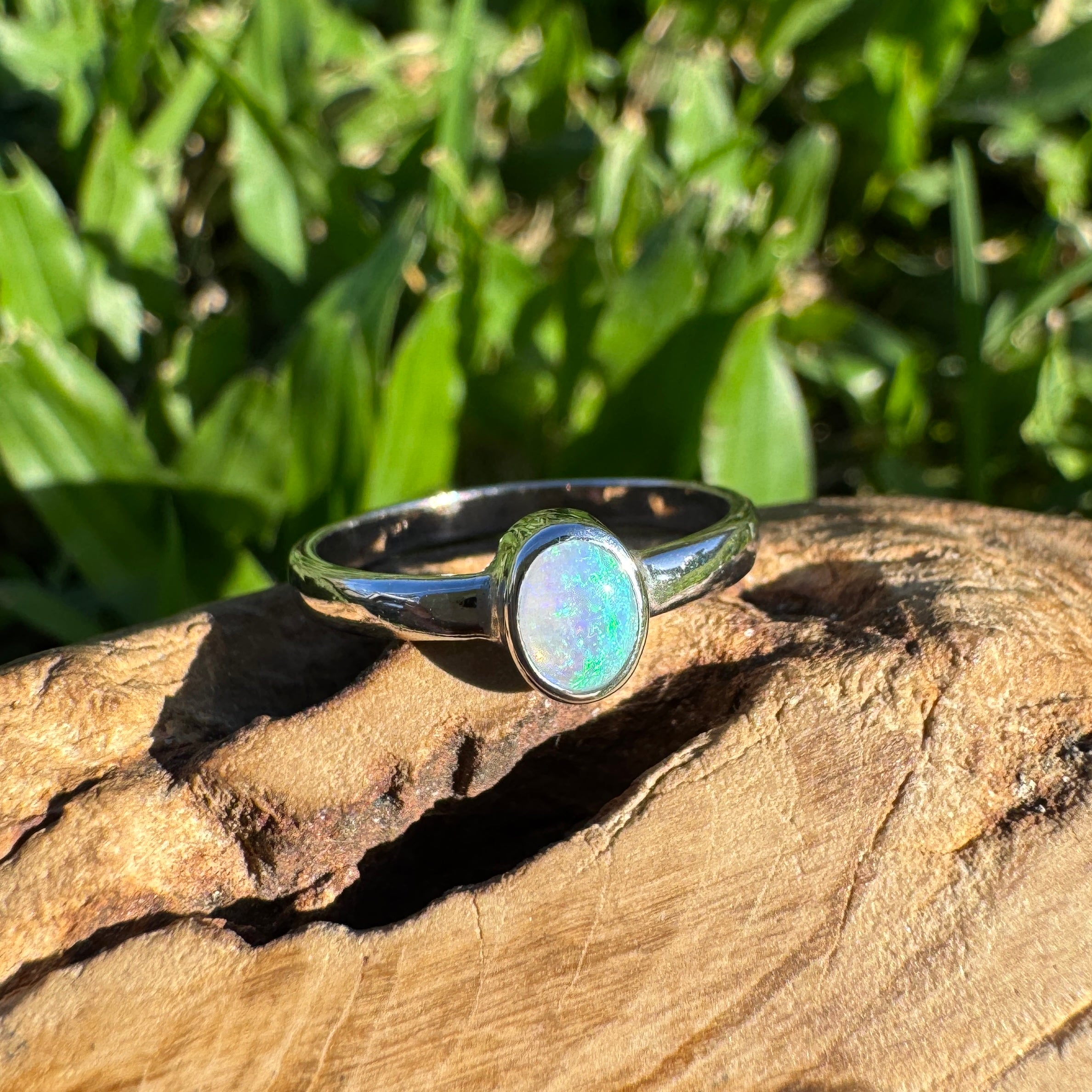 0.4ct Lightning Ridge Opal Ring ~ 'Pearson Isles Blue' | 925 Sterling Silver | Solid Australian Opal