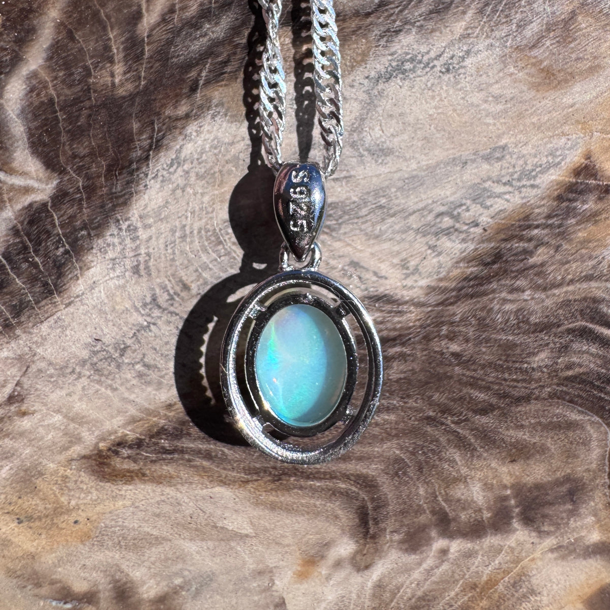 1ct Lightning Ridge Crystal Opal Pendant Necklace ~ 'Coogee Blue' | 925 Sterling Silver | Solid Australian Opal