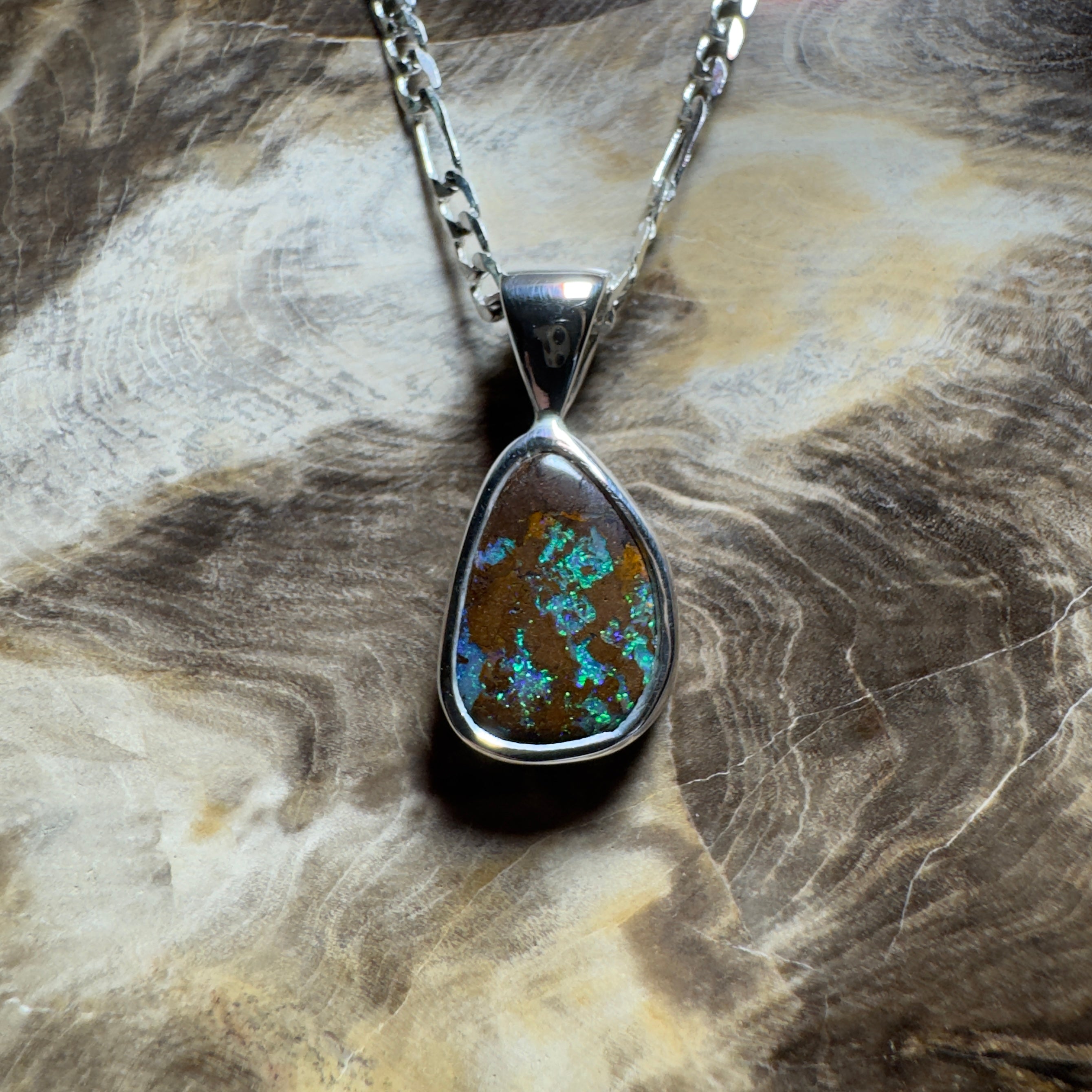 Esperance Elation ~ Queensland Boulder Opal 925 Sterling Silver Pendant Necklace