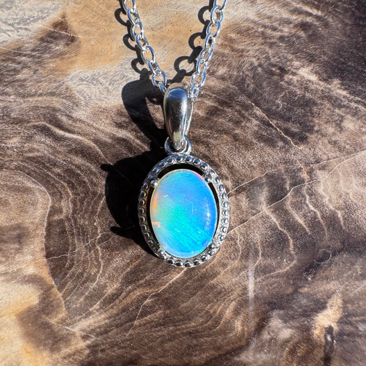 0.7ct Lightning Ridge Opal Pendant Necklace ~ 'Burrum Coast Greens' | 925 Sterling Silver | Solid Australian Opal