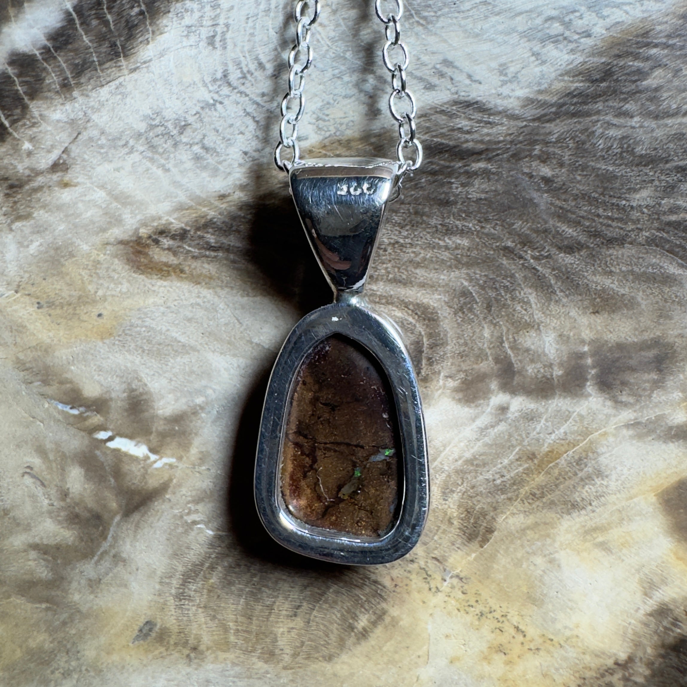 Kings Canyon Glow ~ Queensland Boulder Opal 925 Sterling Silver Pendant Necklace