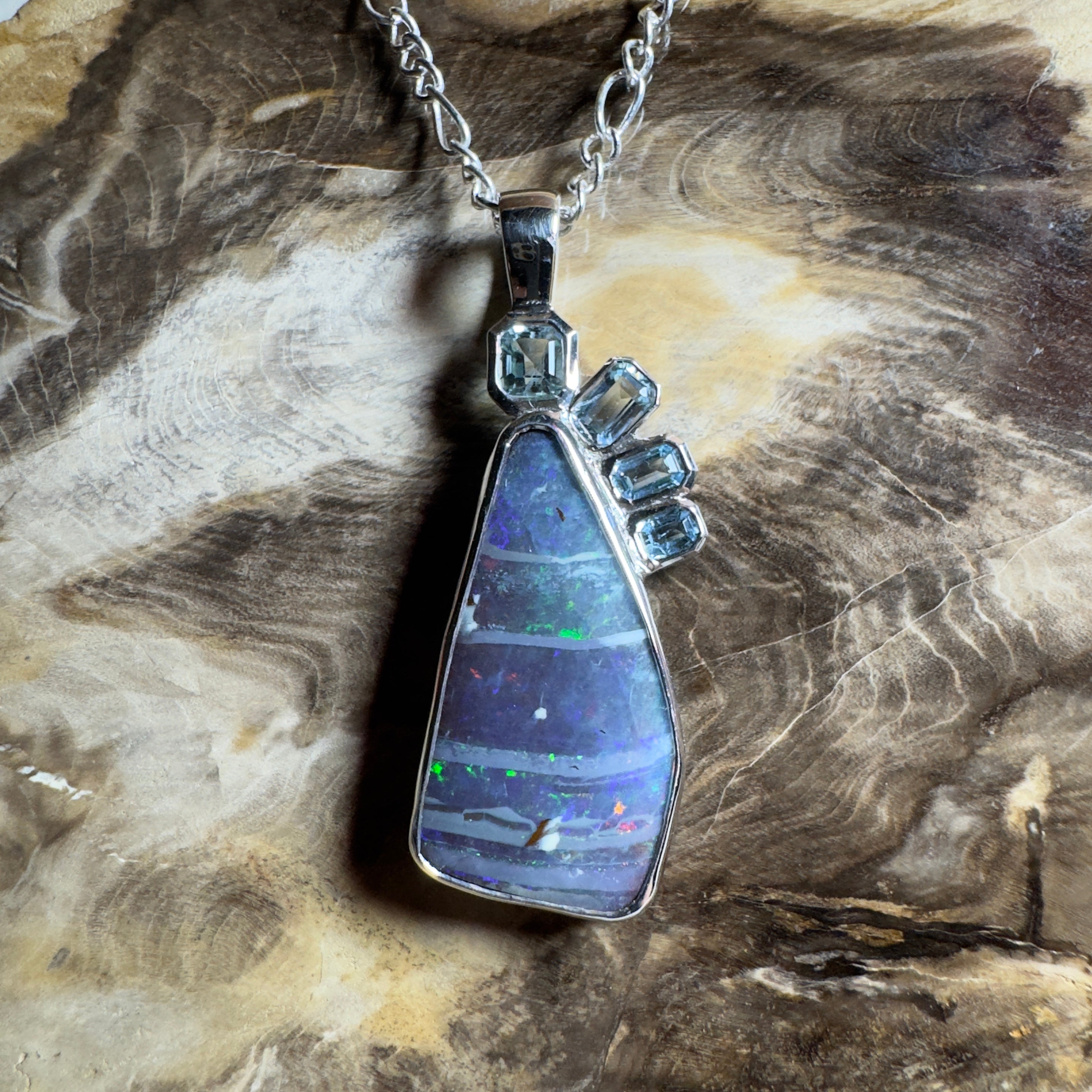 Daintree Dream ~ Queensland Boulder Opal 925 Sterling Silver Pendant Necklace