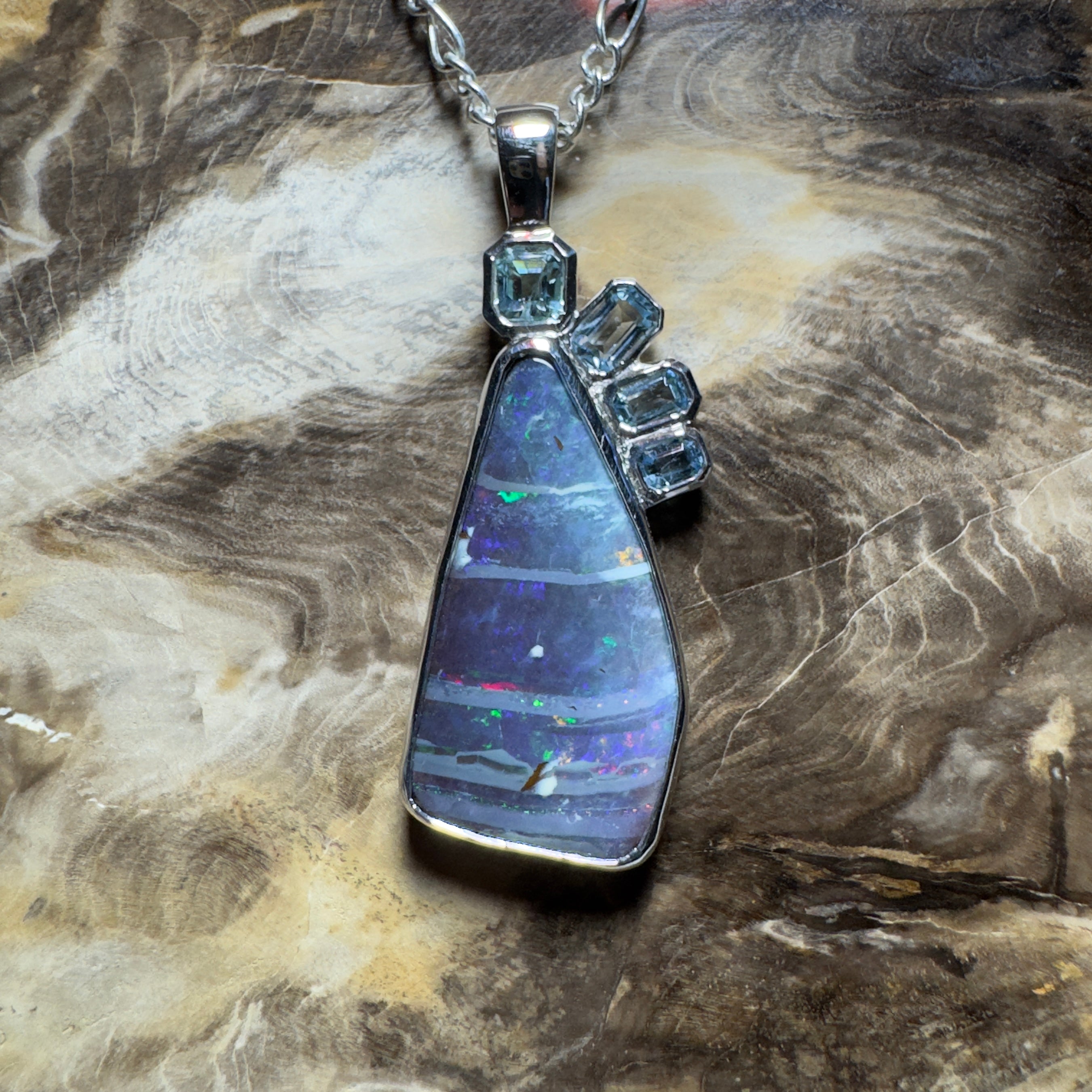 Daintree Dream ~ Queensland Boulder Opal 925 Sterling Silver Pendant Necklace