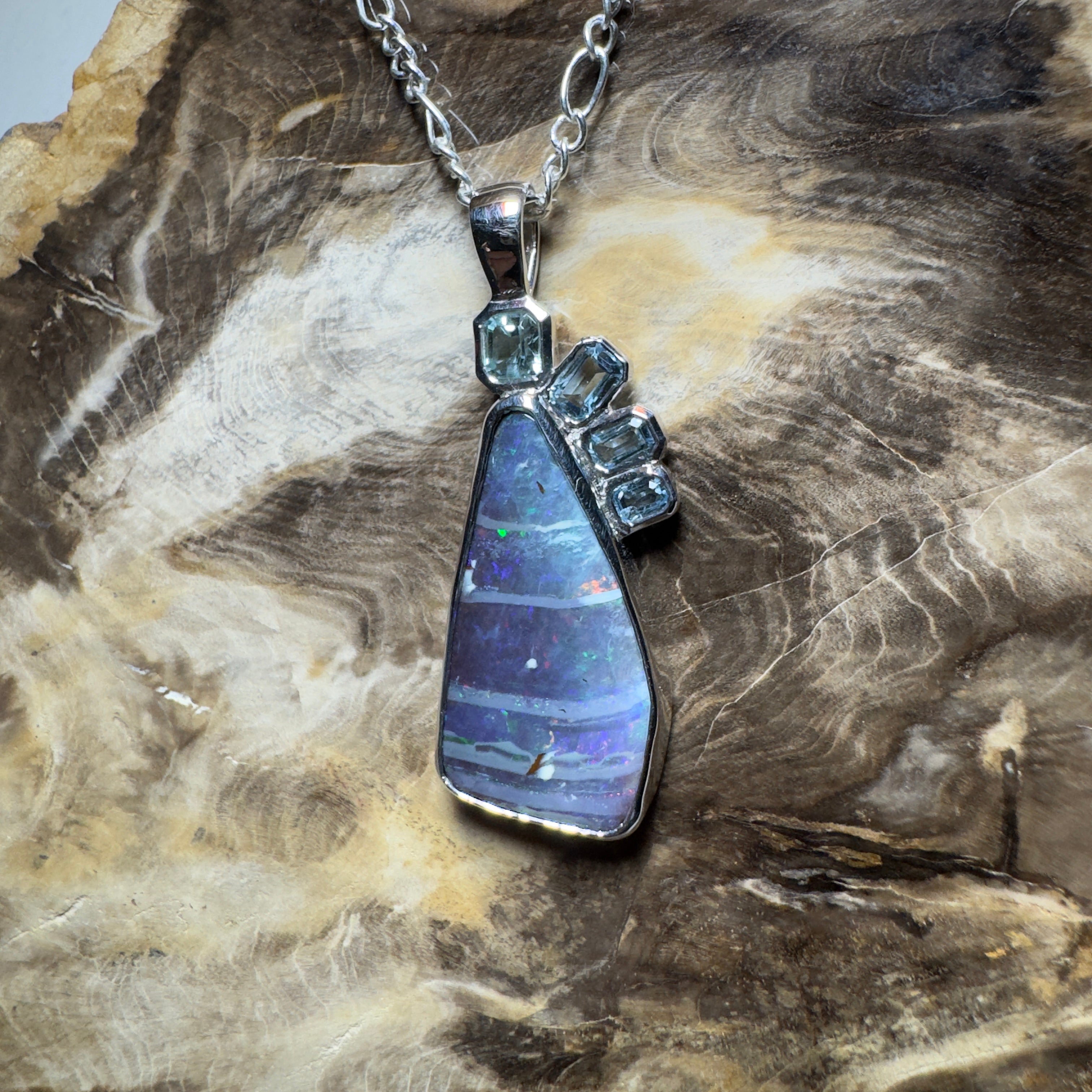 Daintree Dream ~ Queensland Boulder Opal 925 Sterling Silver Pendant Necklace