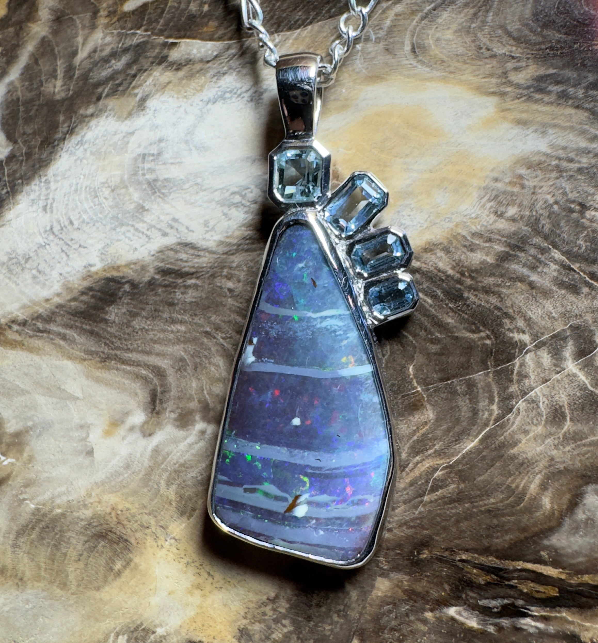 Daintree Dream ~ Queensland Boulder Opal 925 Sterling Silver Pendant Necklace