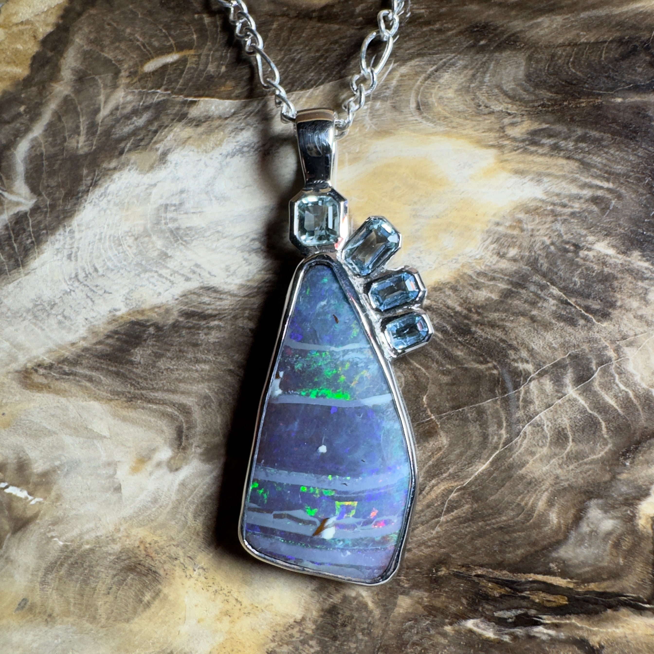 Daintree Dream ~ Queensland Boulder Opal 925 Sterling Silver Pendant Necklace