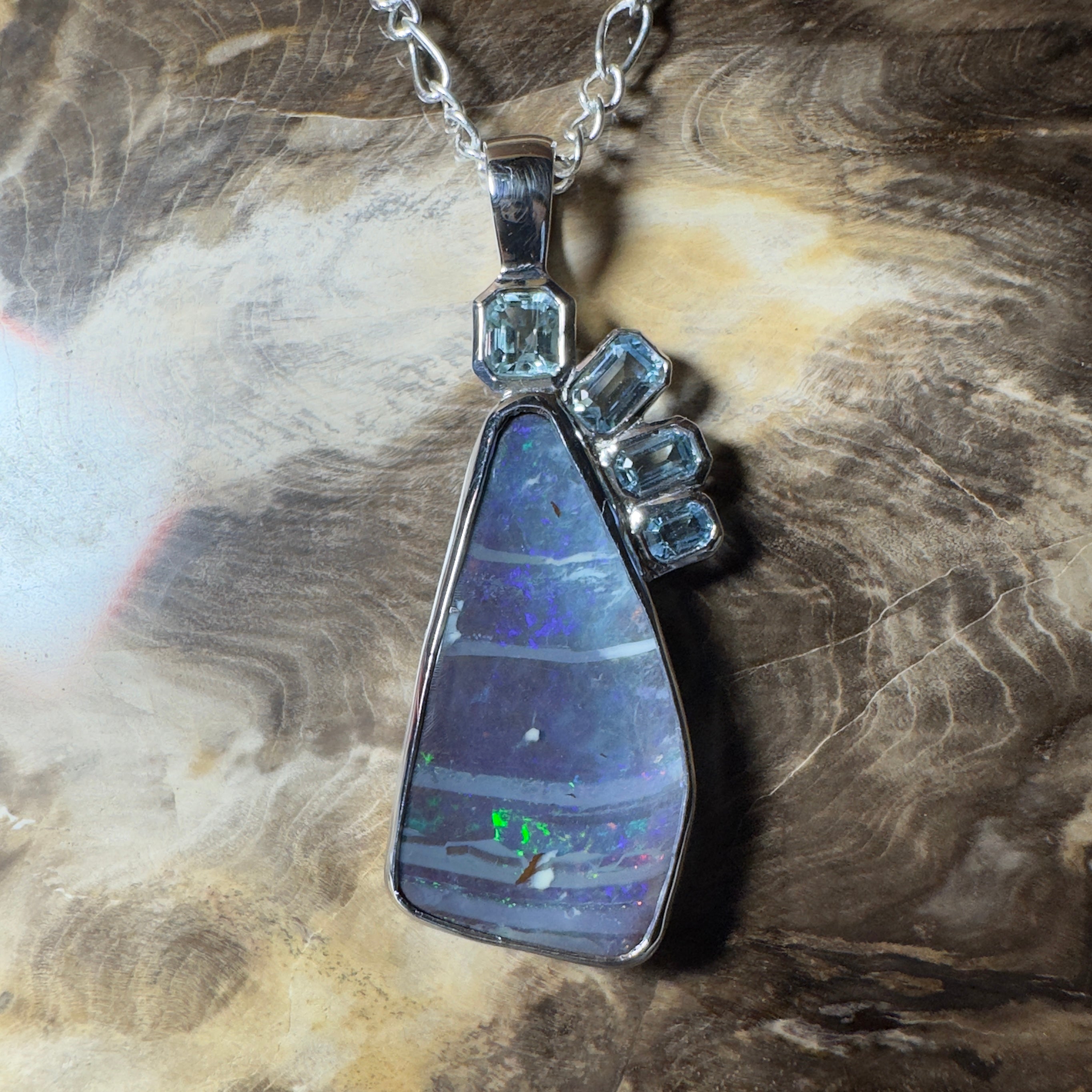 Daintree Dream ~ Queensland Boulder Opal 925 Sterling Silver Pendant Necklace