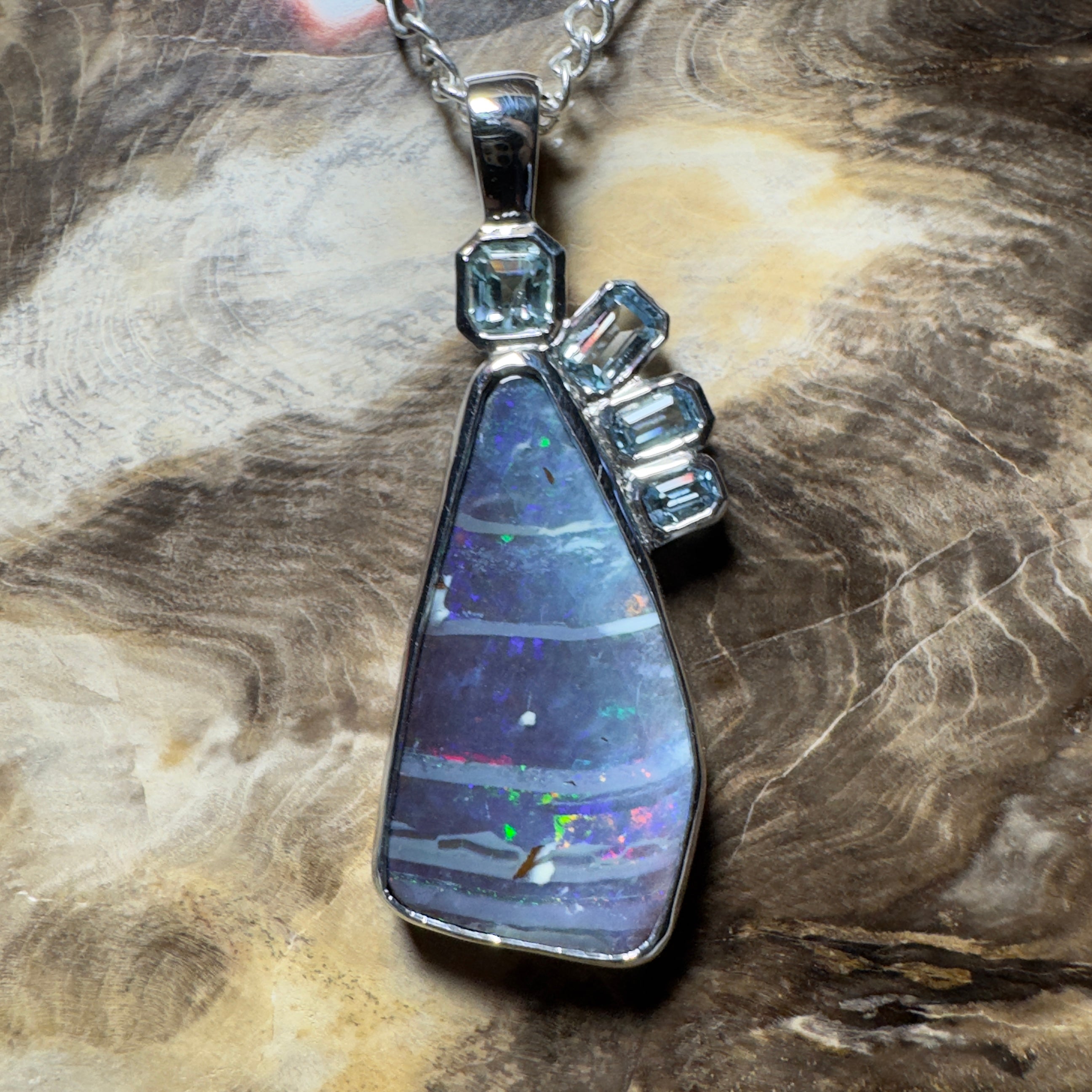 Daintree Dream ~ Queensland Boulder Opal 925 Sterling Silver Pendant Necklace