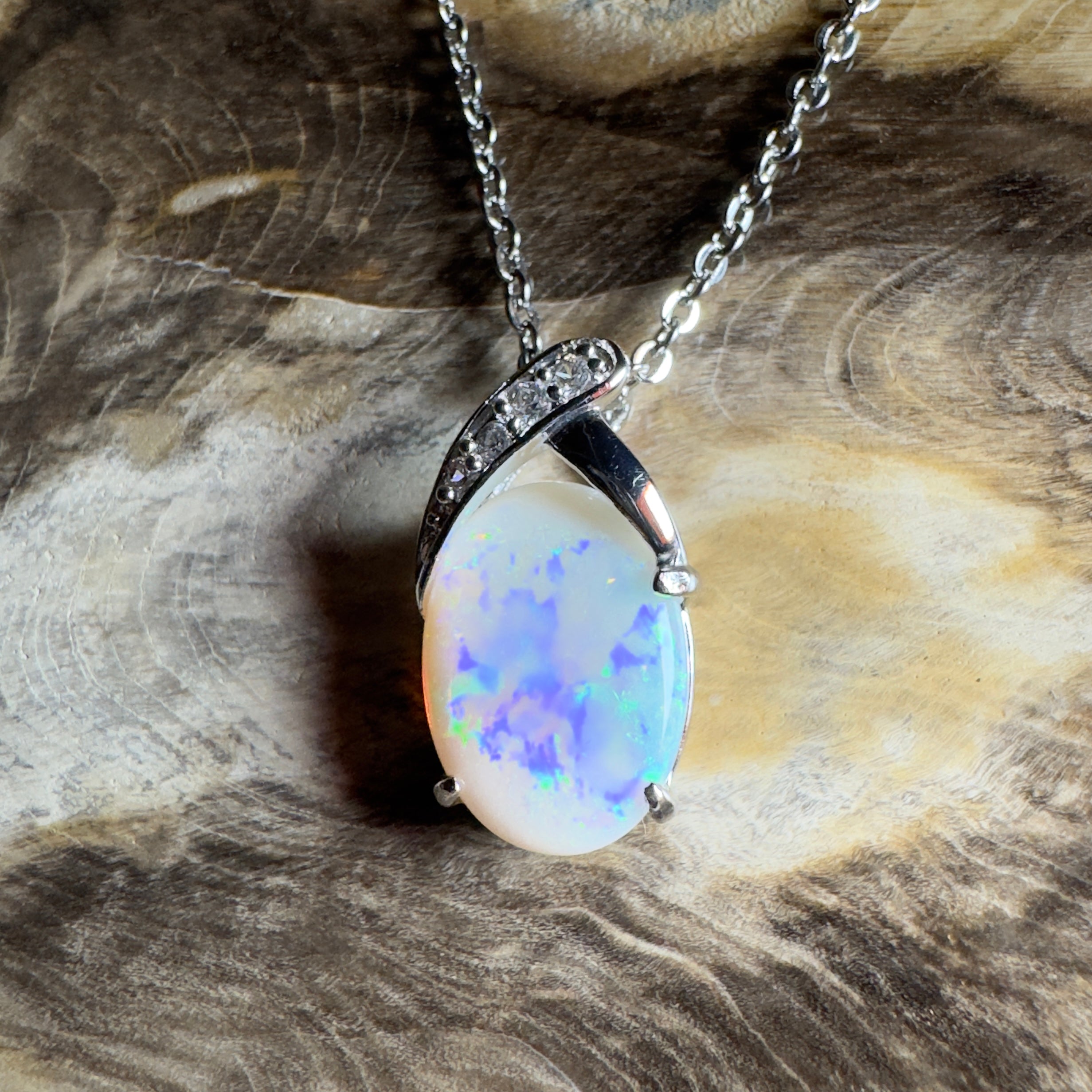 Ningaloo Reef Glow ~3ct Coober Pedy Opal 925 Silver Pendant