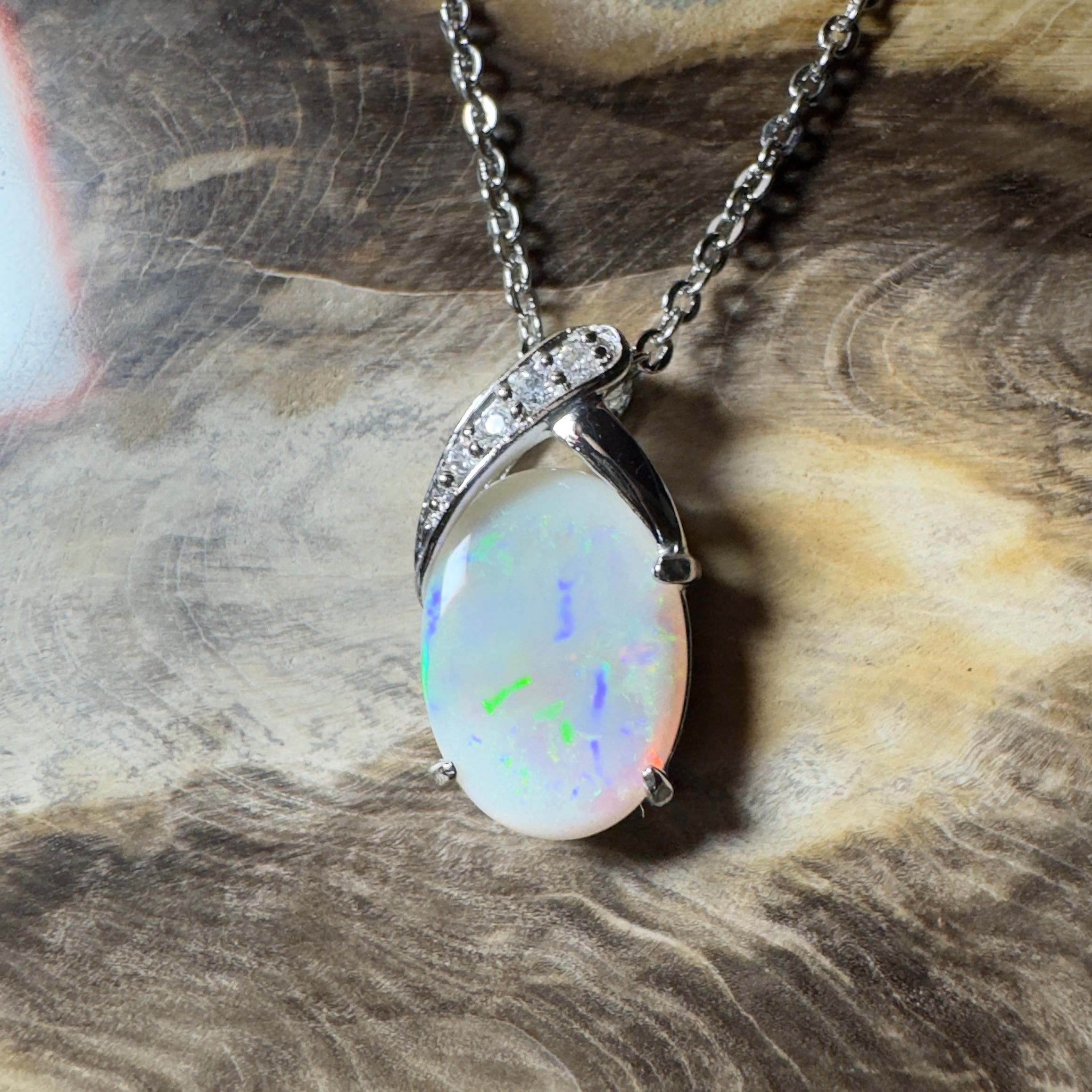Ningaloo Reef Glow ~3ct Coober Pedy Opal 925 Silver Pendant