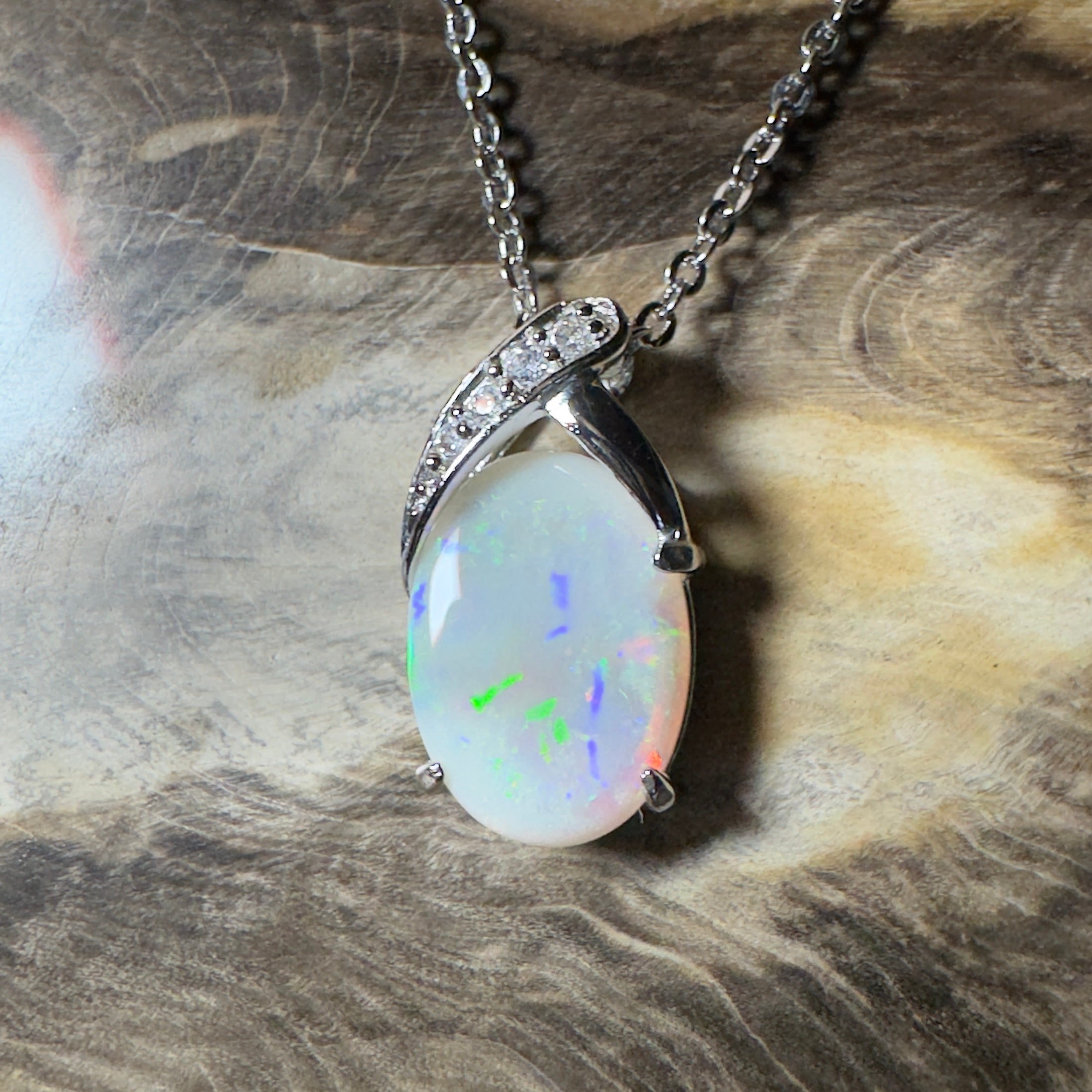 Ningaloo Reef Glow ~3ct Coober Pedy Opal 925 Silver Pendant