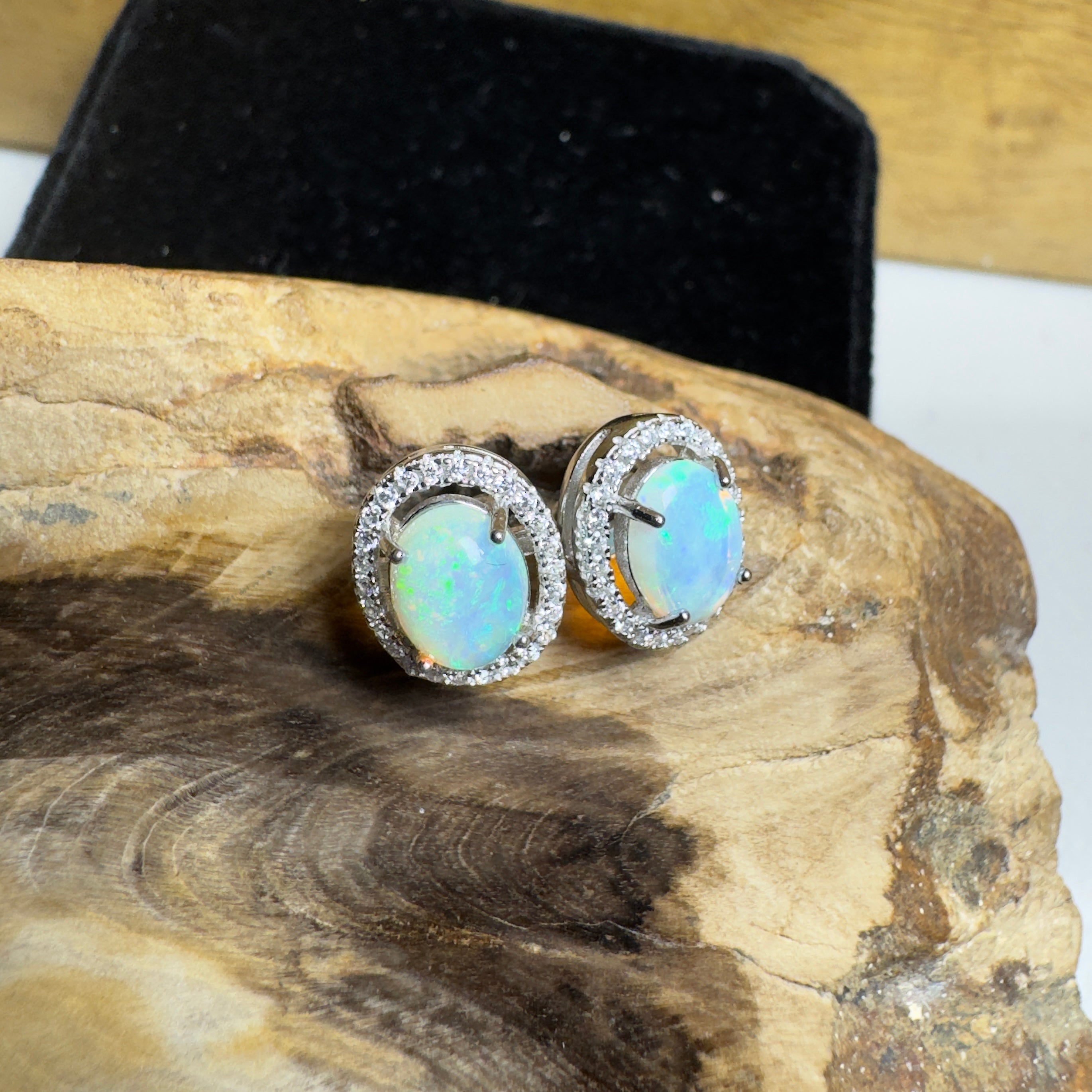 Cradle Mountain Glow ~ 1.6ct Coober Pedy Opal Sterling Silver Earrings