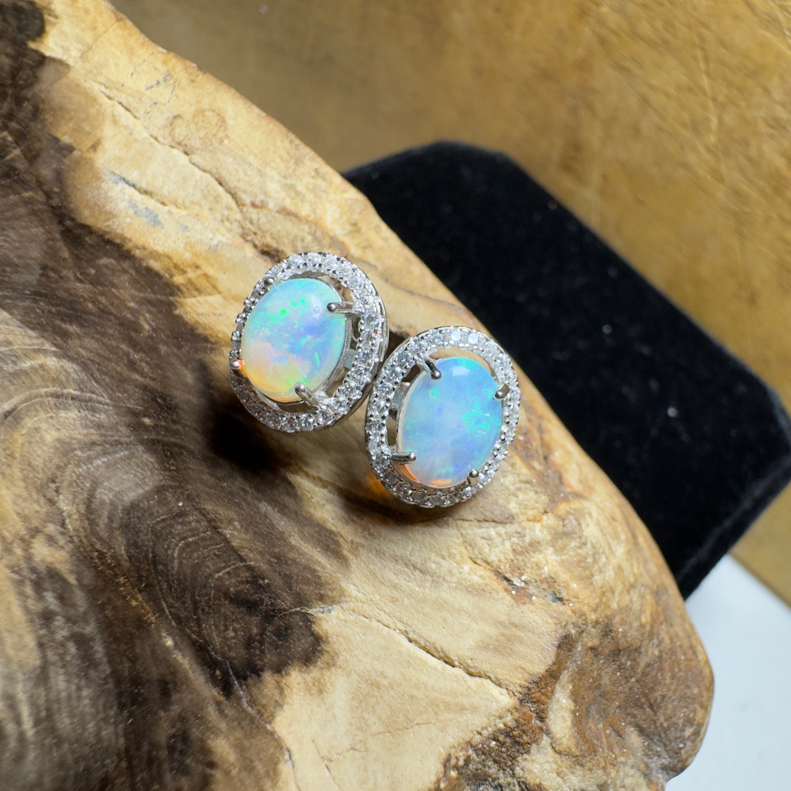 Cradle Mountain Glow ~ 1.6ct Coober Pedy Opal Sterling Silver Earrings