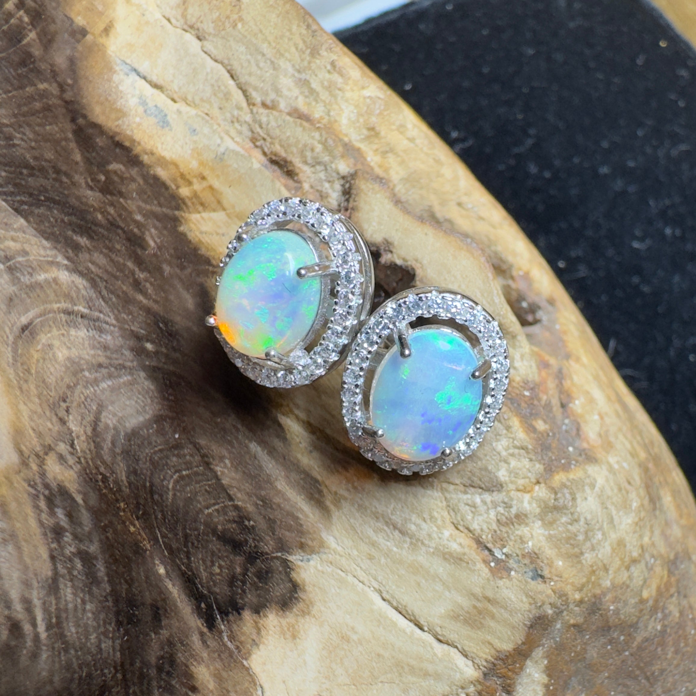 Cradle Mountain Glow ~ 1.6ct Coober Pedy Opal Sterling Silver Earrings