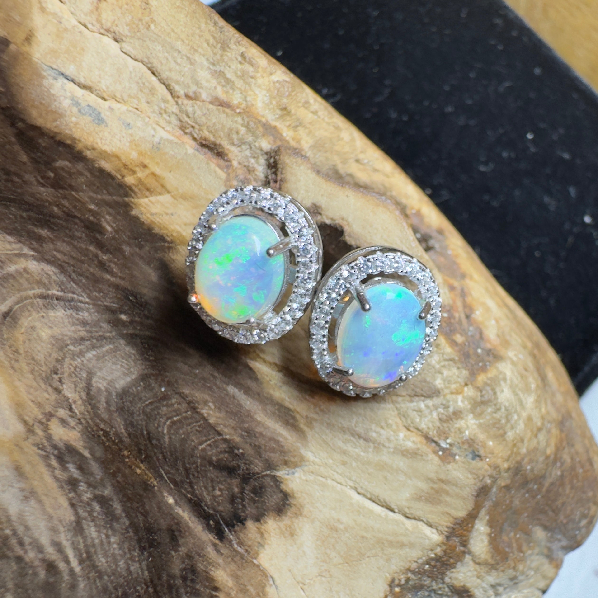 Cradle Mountain Glow ~ 1.6ct Coober Pedy Opal Sterling Silver Earrings