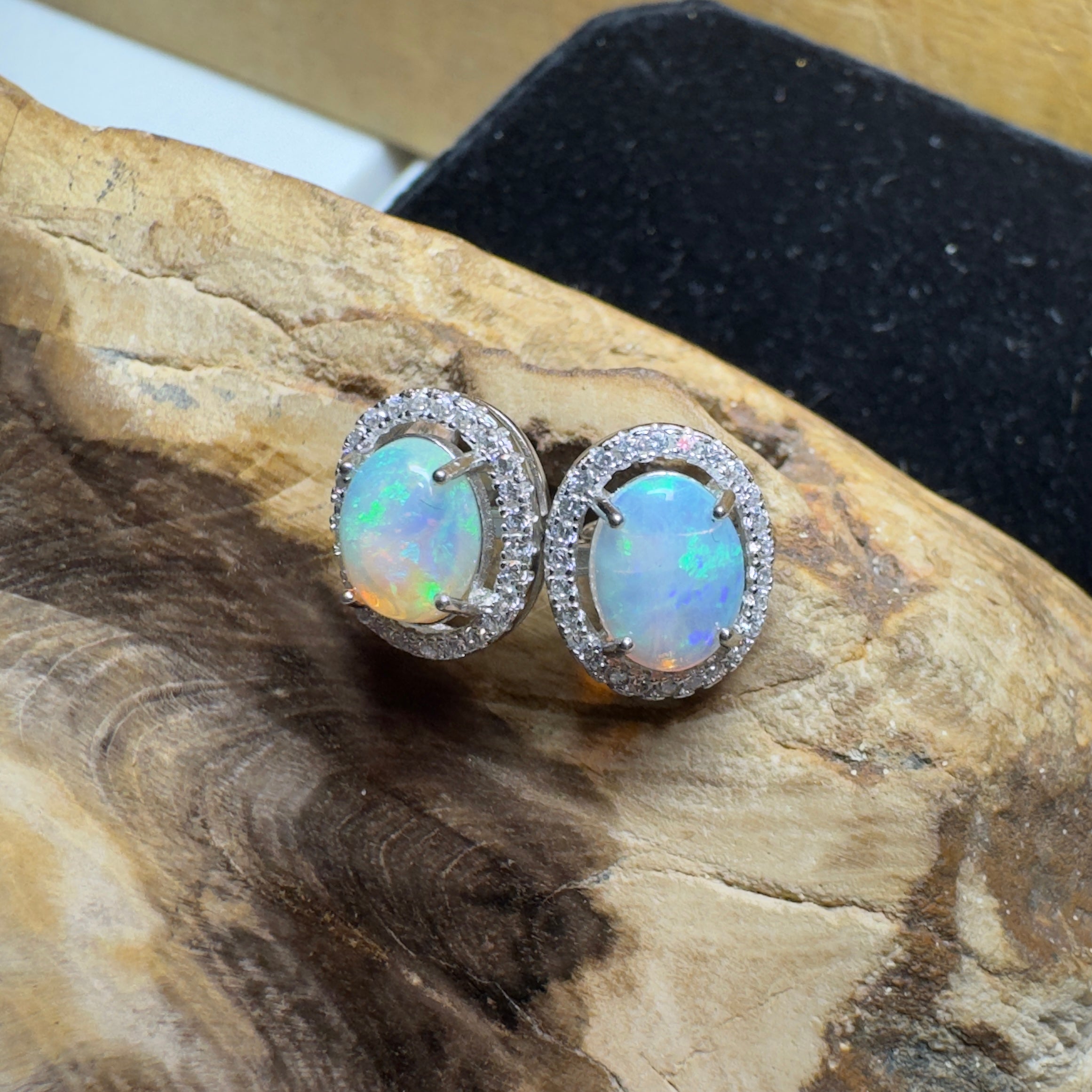 Cradle Mountain Glow ~ 1.6ct Coober Pedy Opal Sterling Silver Earrings
