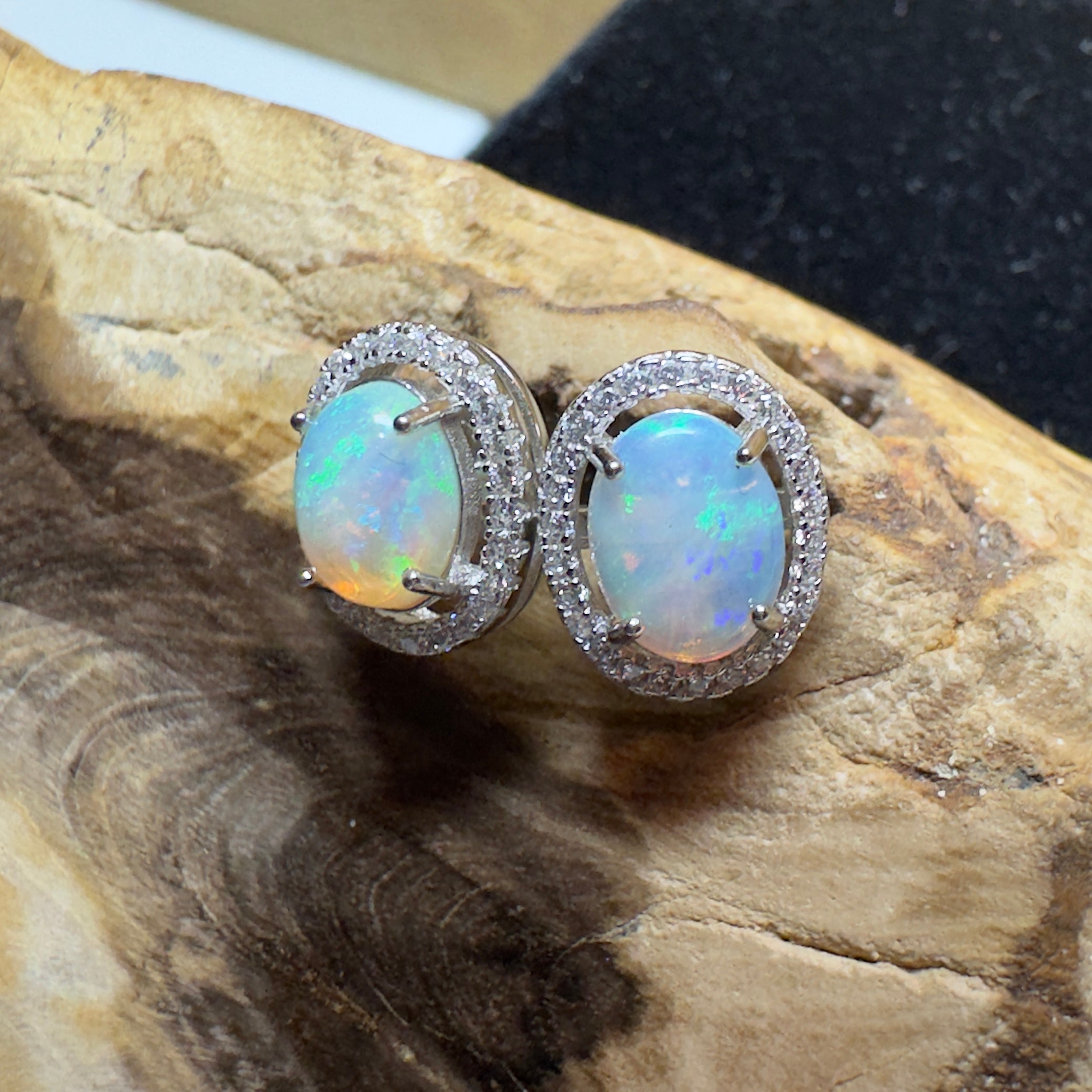 Cradle Mountain Glow ~ 1.6ct Coober Pedy Opal Sterling Silver Earrings