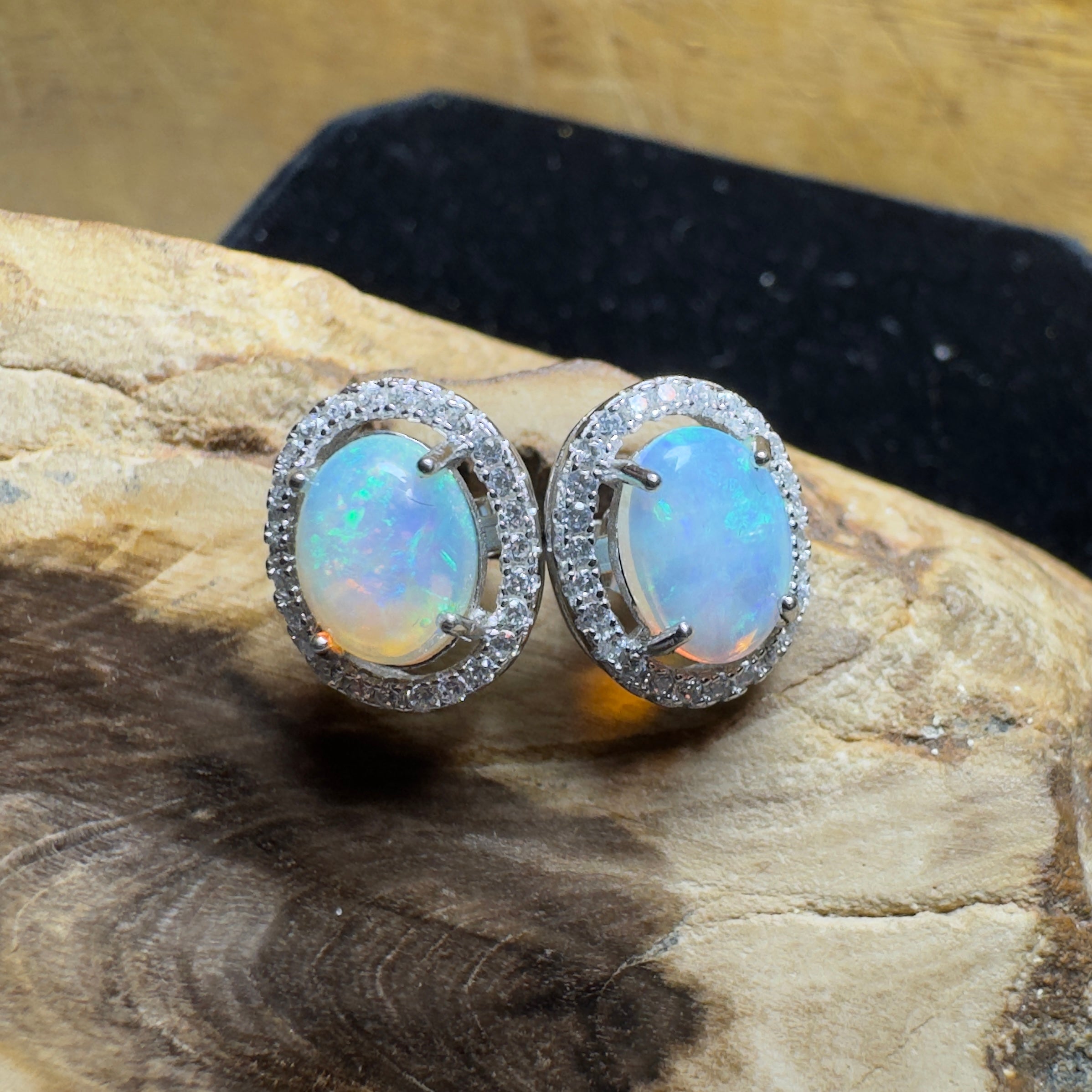 Cradle Mountain Glow ~ 1.6ct Coober Pedy Opal Sterling Silver Earrings