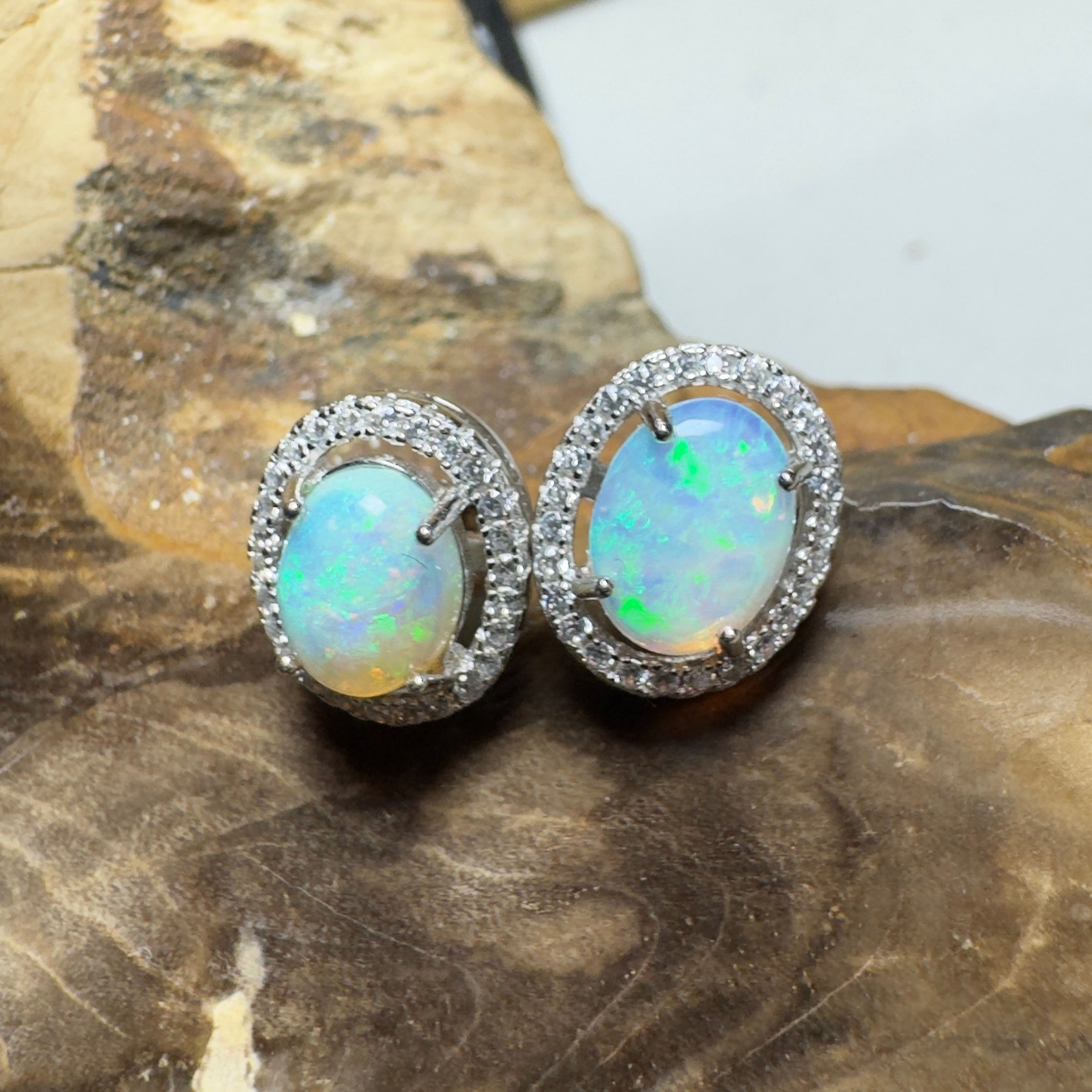 Cradle Mountain Glow ~ 1.6ct Coober Pedy Opal Sterling Silver Earrings