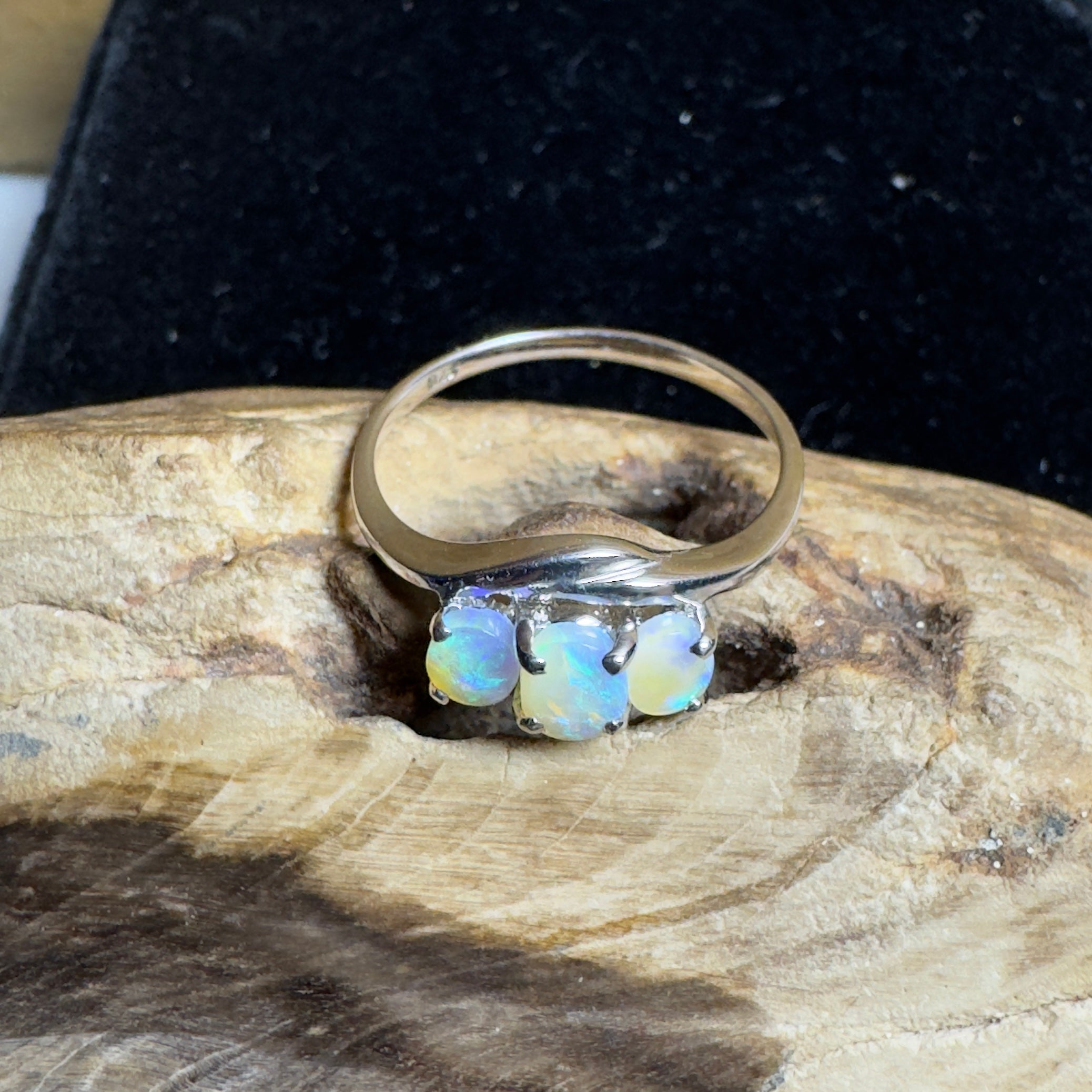 Coober Pedy Opal Ring ~ 'Great Ocean Drift' | 925 Sterling Silver | Solid Australian Opal