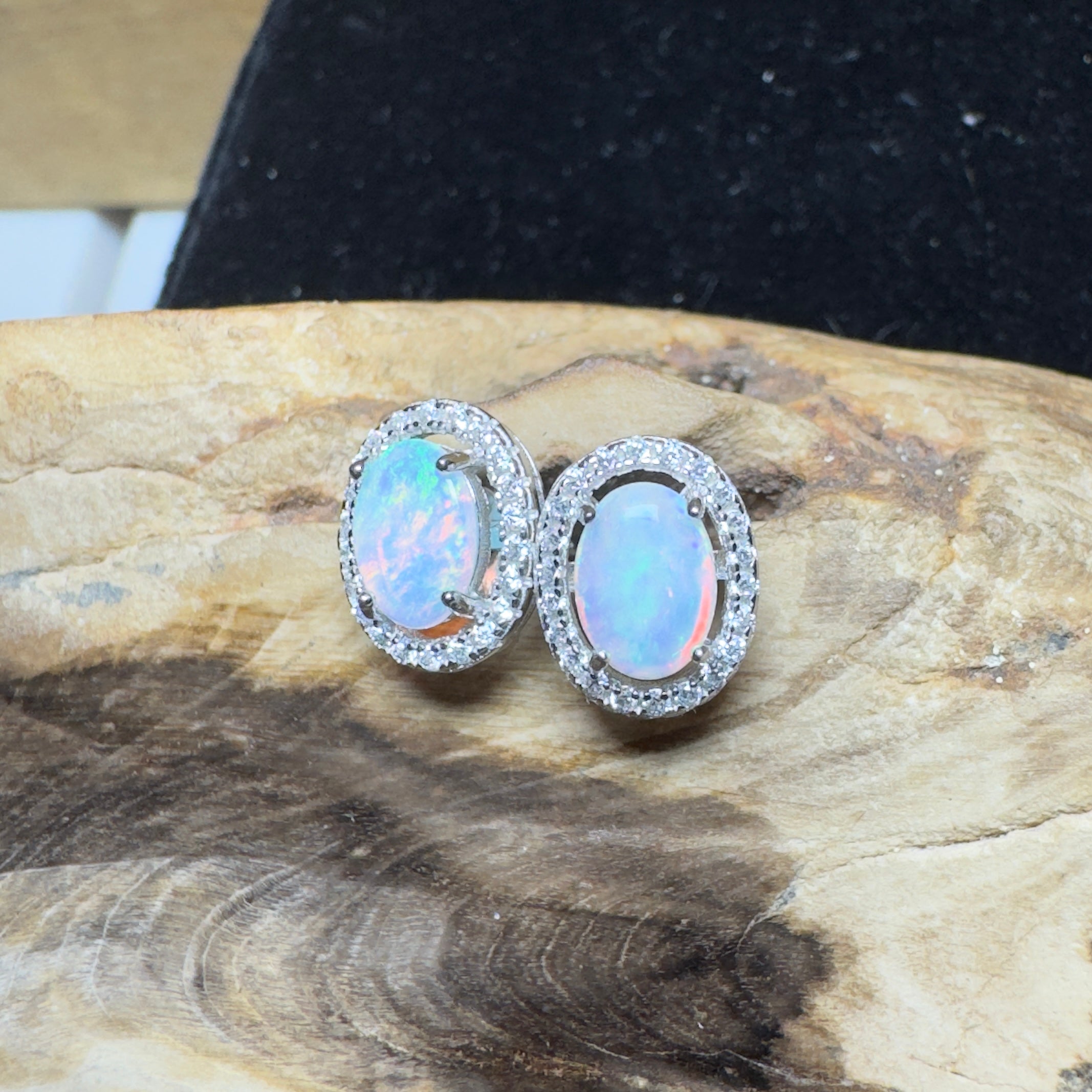 Bell Gorge Glimmer ~ 1.4ct Coober Pedy Opal Sterling Silver Earrings