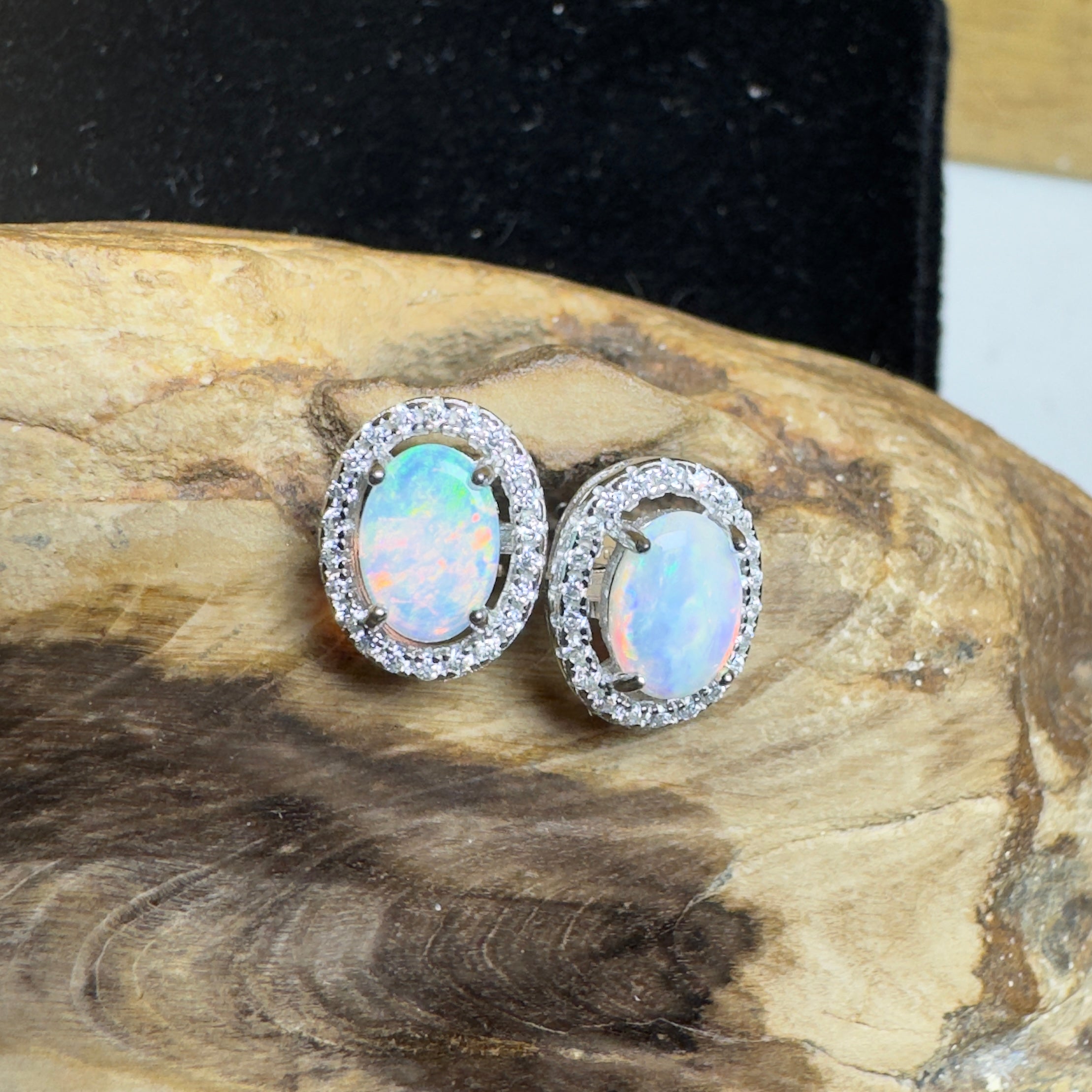 Bell Gorge Glimmer ~ 1.4ct Coober Pedy Opal Sterling Silver Earrings
