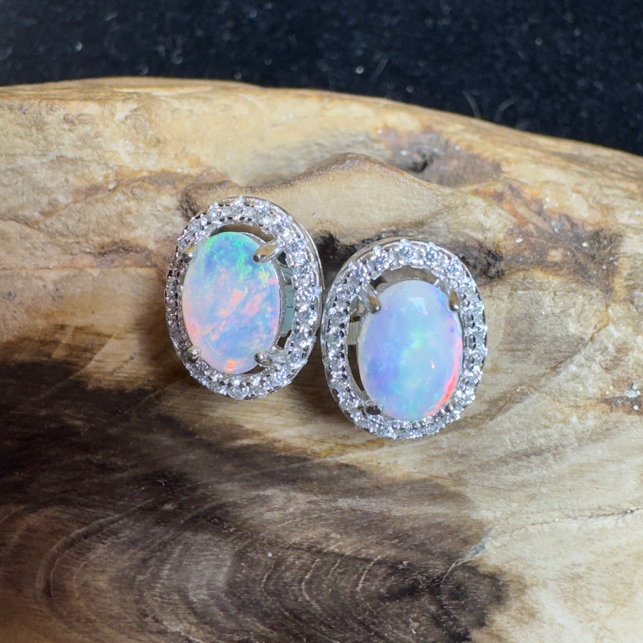 Bell Gorge Glimmer ~ 1.4ct Coober Pedy Opal Sterling Silver Earrings