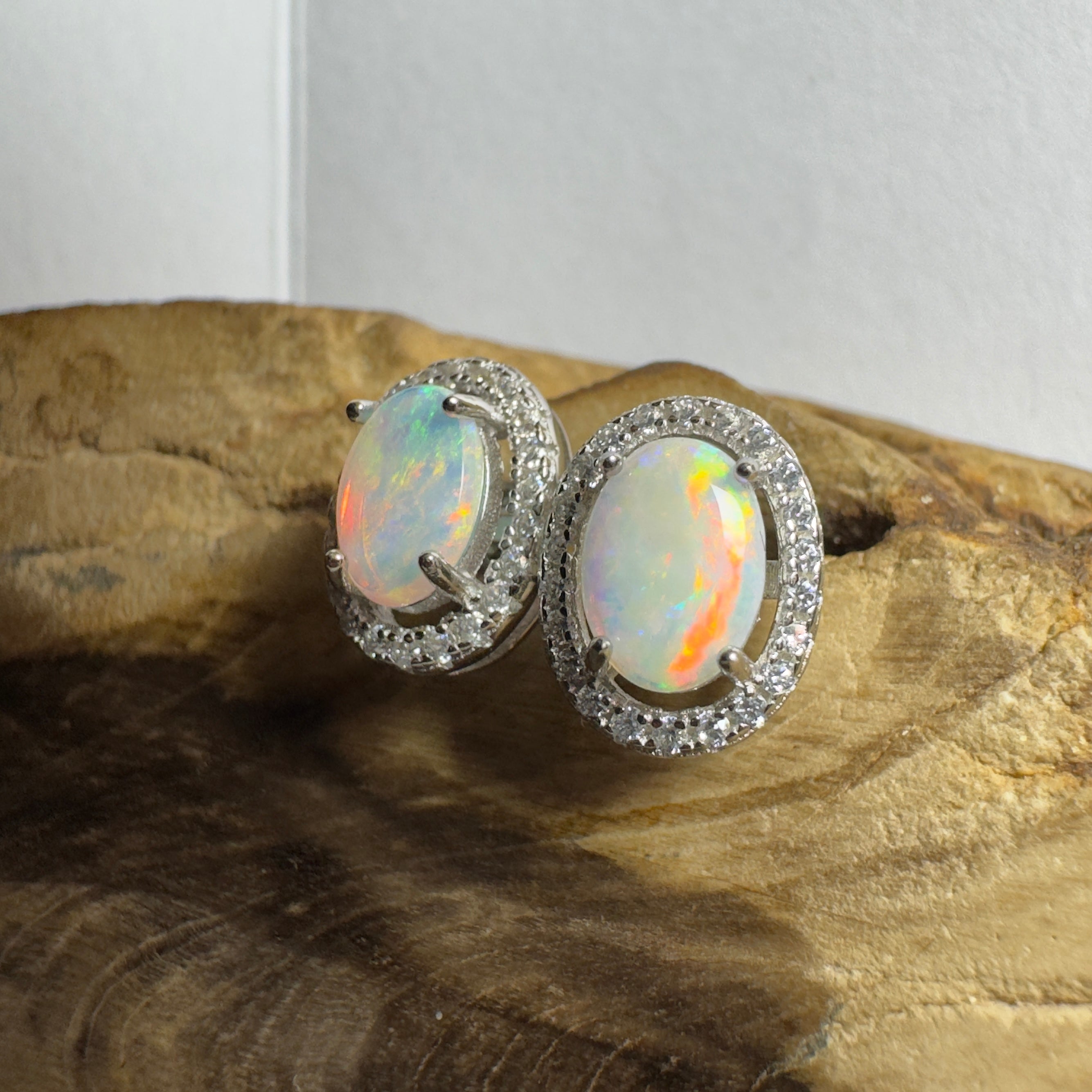 Bell Gorge Glimmer ~ 1.4ct Coober Pedy Opal Sterling Silver Earrings