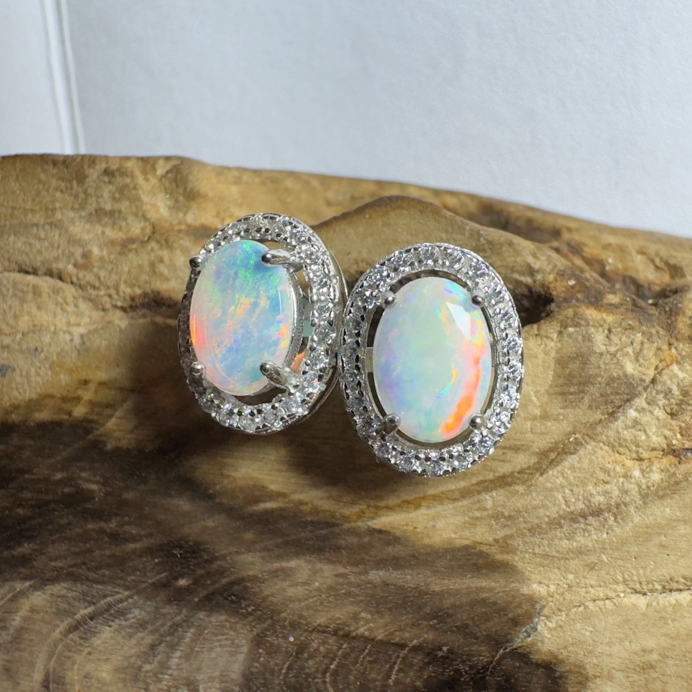 Bell Gorge Glimmer ~ 1.4ct Coober Pedy Opal Sterling Silver Earrings