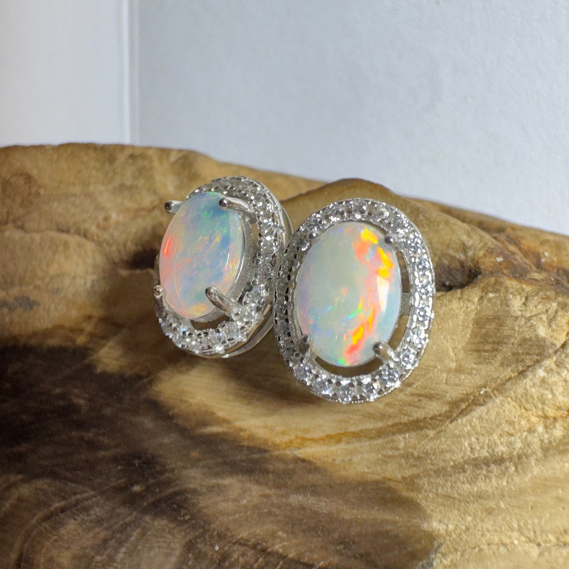 Bell Gorge Glimmer ~ 1.4ct Coober Pedy Opal Sterling Silver Earrings