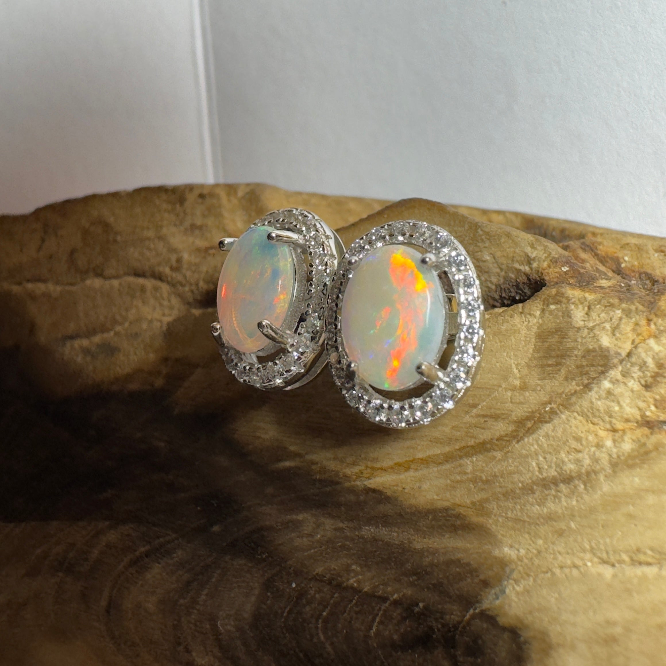 Bell Gorge Glimmer ~ 1.4ct Coober Pedy Opal Sterling Silver Earrings