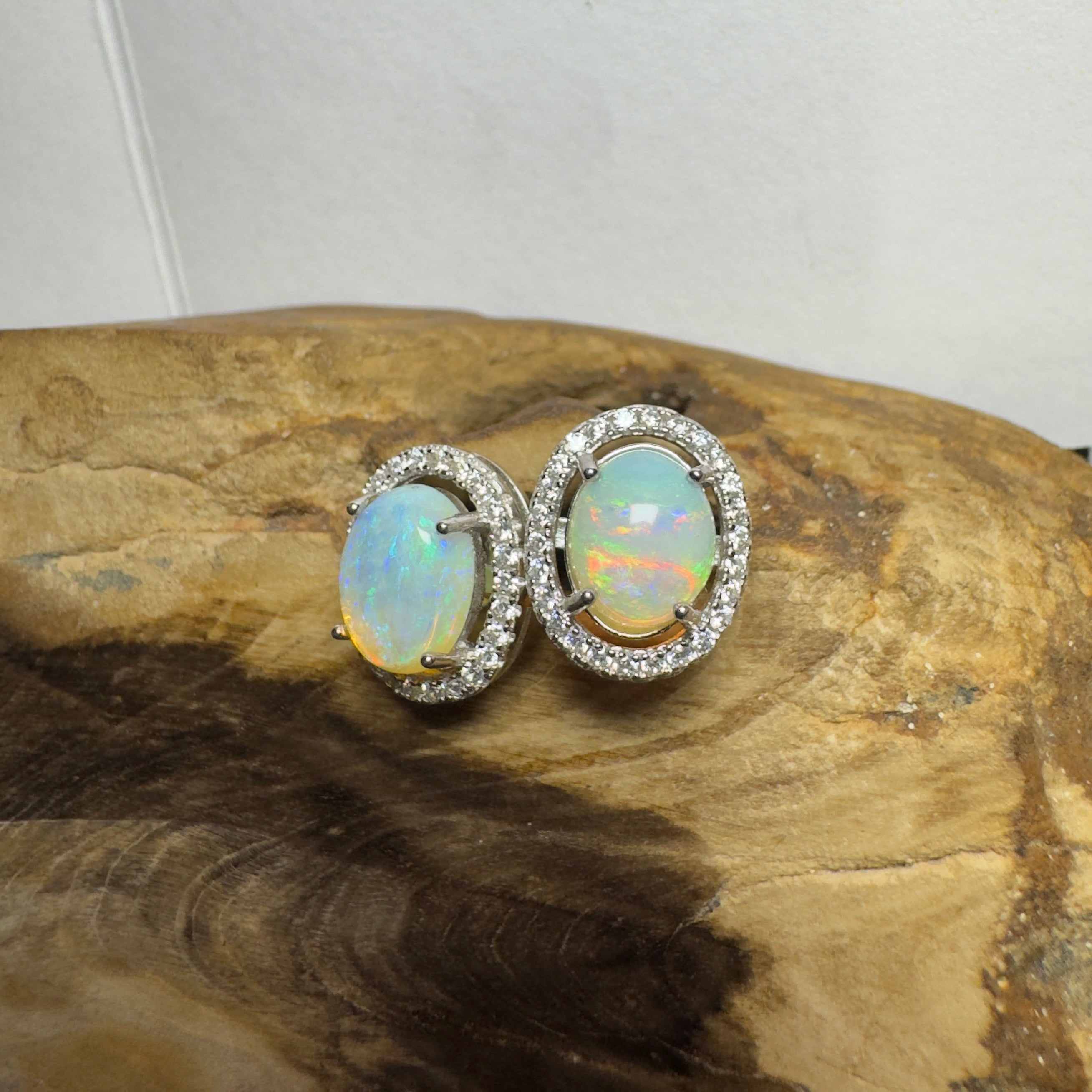 Kakadu Spark ~ 1.6ct Coober Pedy Opal Sterling Silver Earrings
