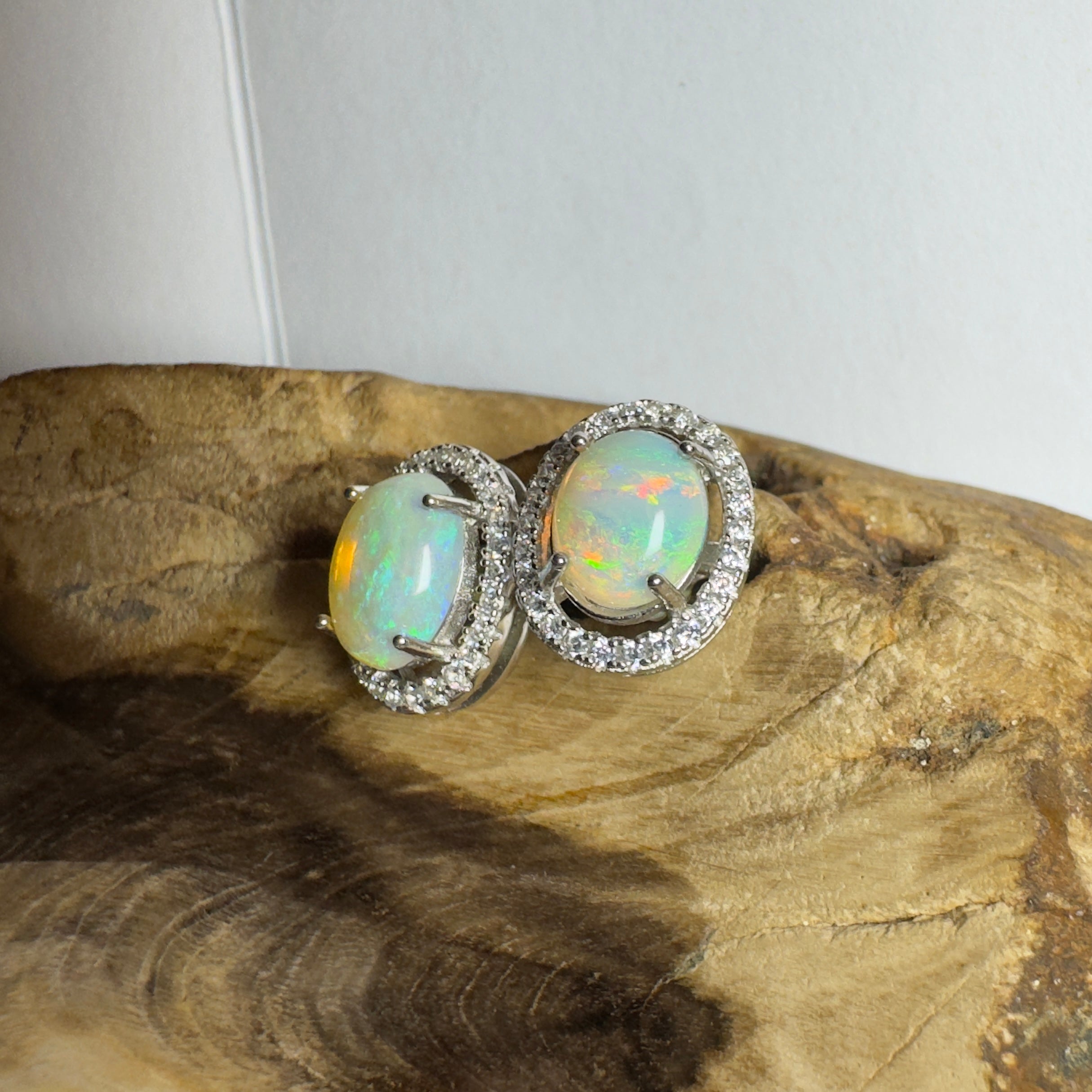Kakadu Spark ~ 1.6ct Coober Pedy Opal Sterling Silver Earrings