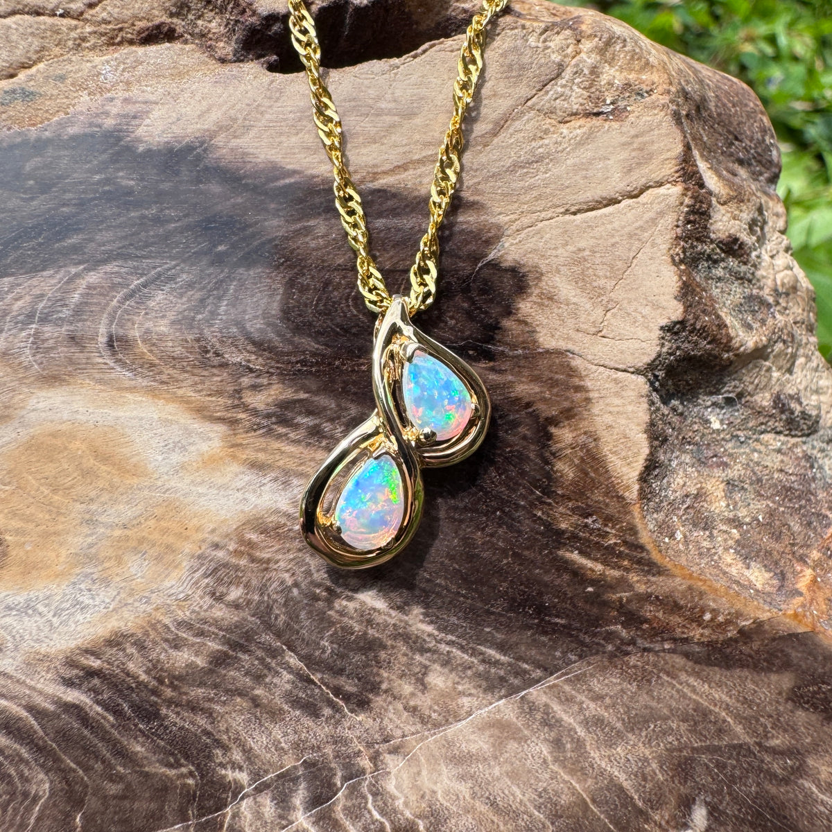 0.7ct Lightning Ridge Opal Pendant Necklace ~ 'Hyams Beach Blues' | 14ct Yellow Gold | Solid Australian Opal