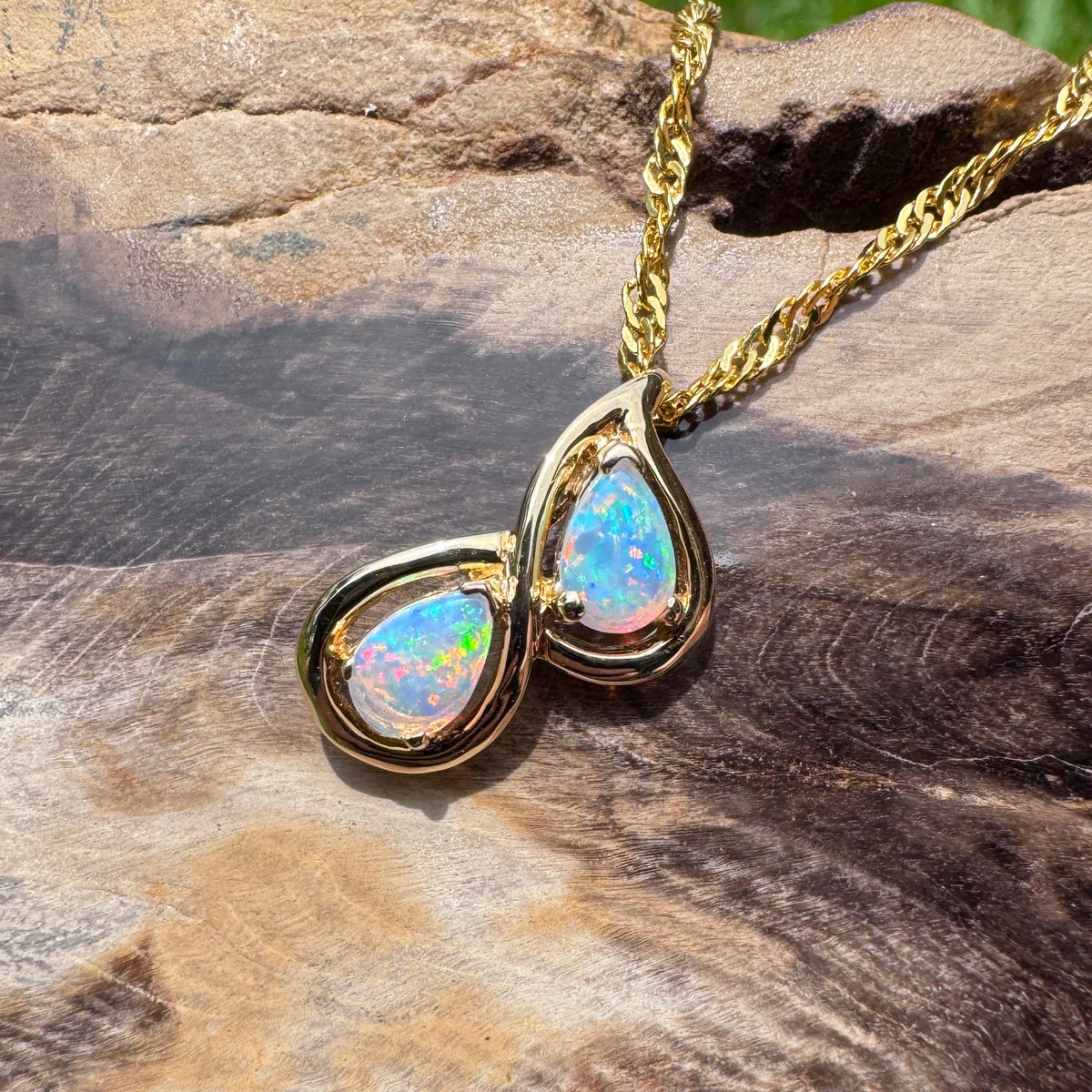 0.7ct Lightning Ridge Opal Pendant Necklace ~ 'Hyams Beach Blues' | 14ct Yellow Gold | Solid Australian Opal