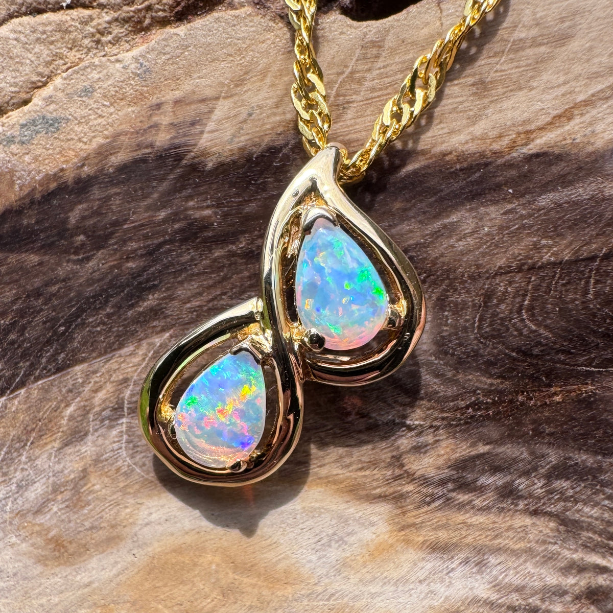 0.7ct Lightning Ridge Opal Pendant Necklace ~ 'Hyams Beach Blues' | 14ct Yellow Gold | Solid Australian Opal