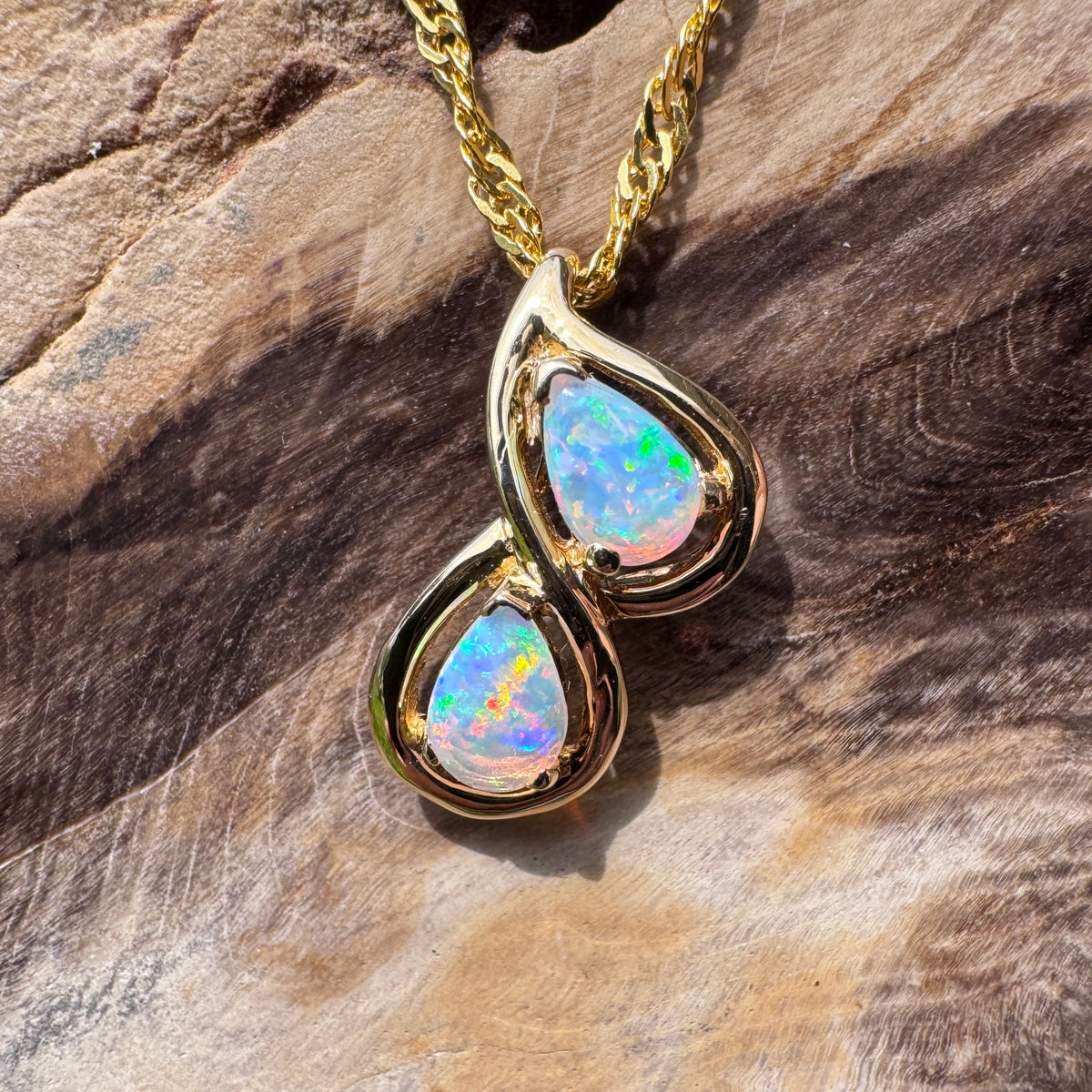 0.7ct Lightning Ridge Opal Pendant Necklace ~ 'Hyams Beach Blues' | 14ct Yellow Gold | Solid Australian Opal