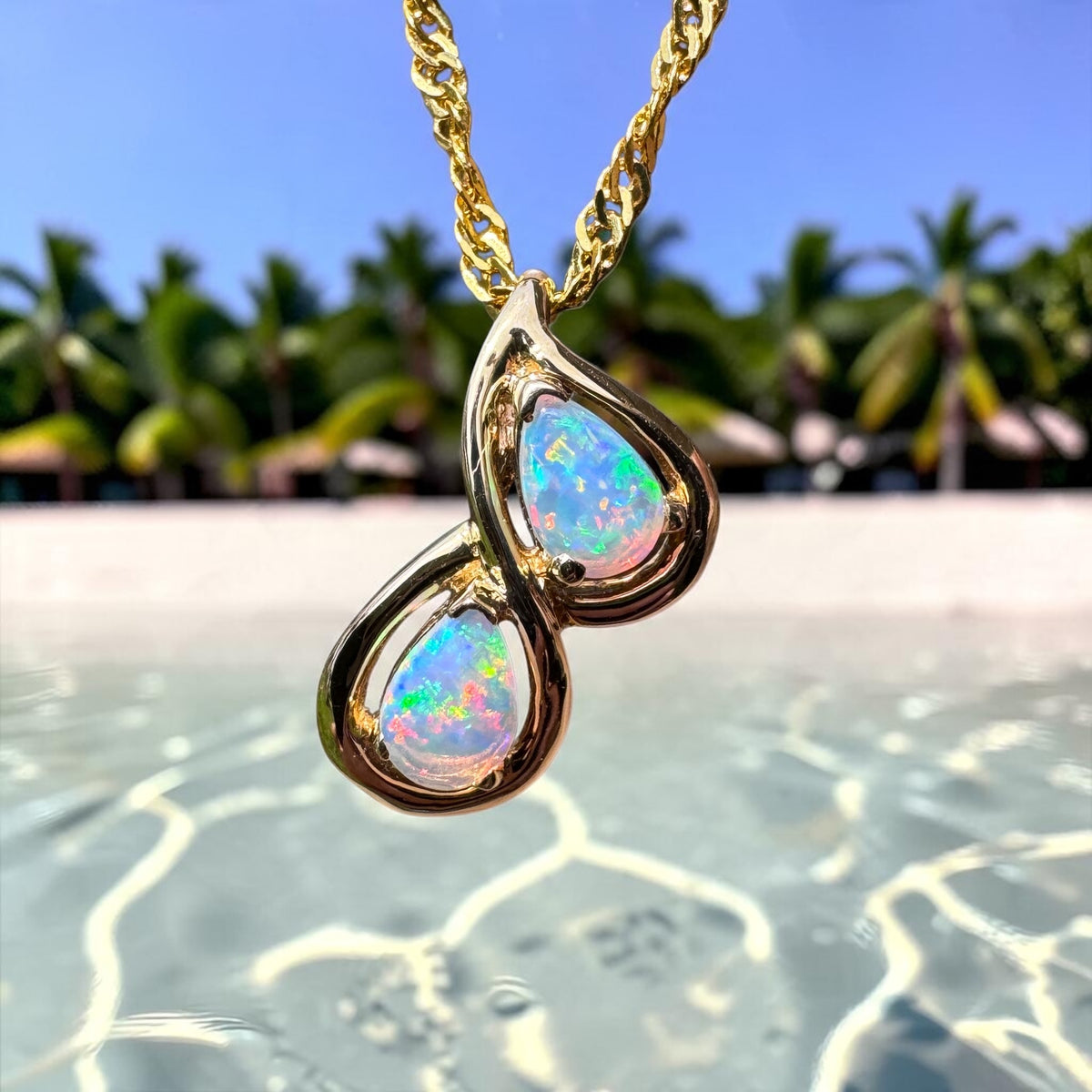 0.7ct Lightning Ridge Opal Pendant Necklace ~ 'Hyams Beach Blues' | 14ct Yellow Gold | Solid Australian Opal