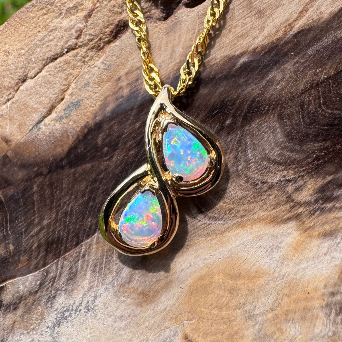 0.7ct Lightning Ridge Opal Pendant Necklace ~ 'Hyams Beach Blues' | 14ct Yellow Gold | Solid Australian Opal