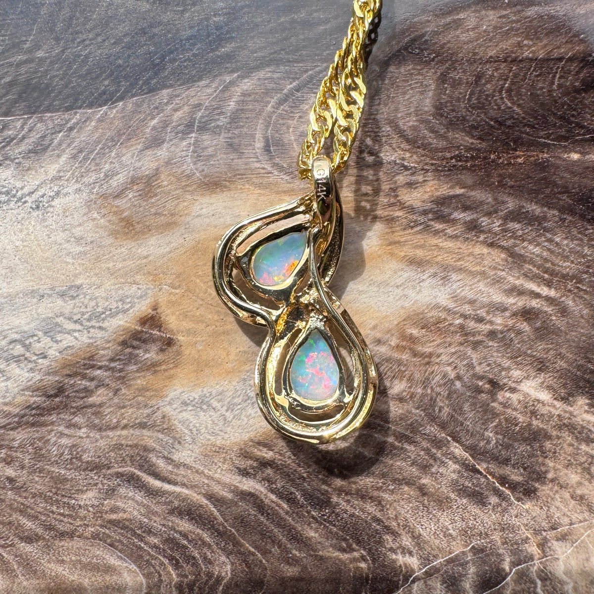 0.7ct Lightning Ridge Opal Pendant Necklace ~ 'Hyams Beach Blues' | 14ct Yellow Gold | Solid Australian Opal