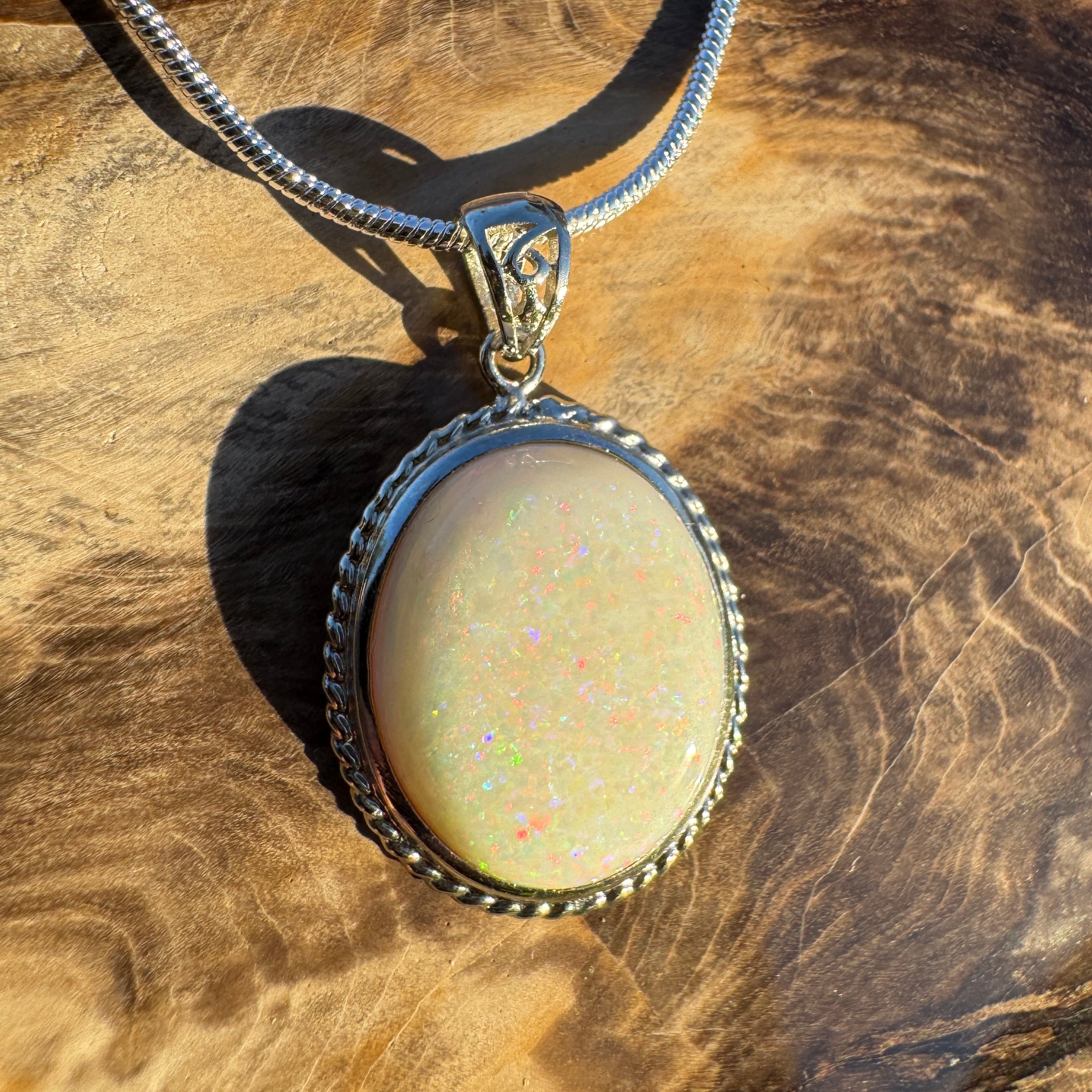 7.2ct Coober Pedy Opal Pendant Necklace ~ 'William Creek Twilight' | 925 Sterling Silver | Solid Australian Opal