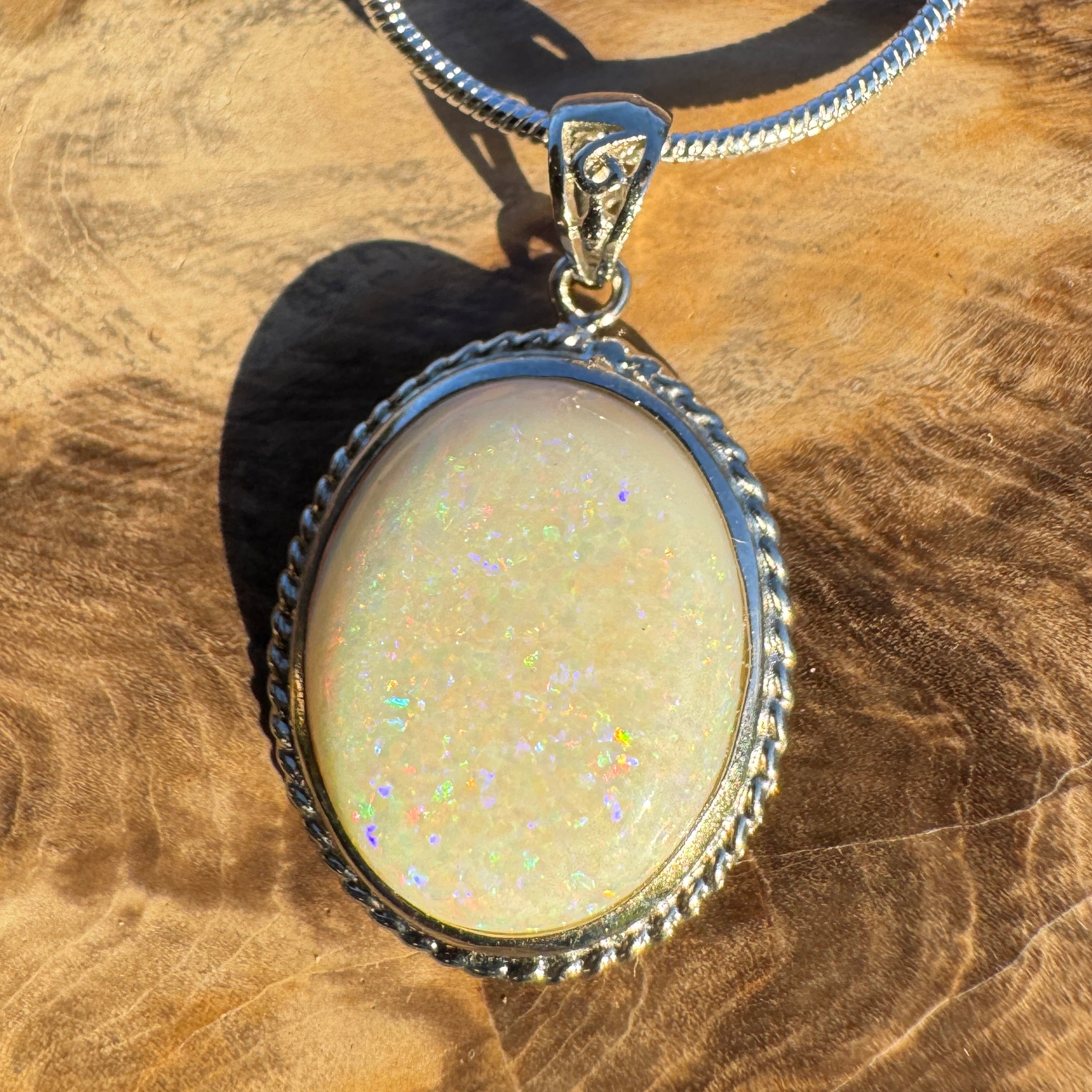 7.2ct Coober Pedy Opal Pendant Necklace ~ 'William Creek Twilight' | 925 Sterling Silver | Solid Australian Opal