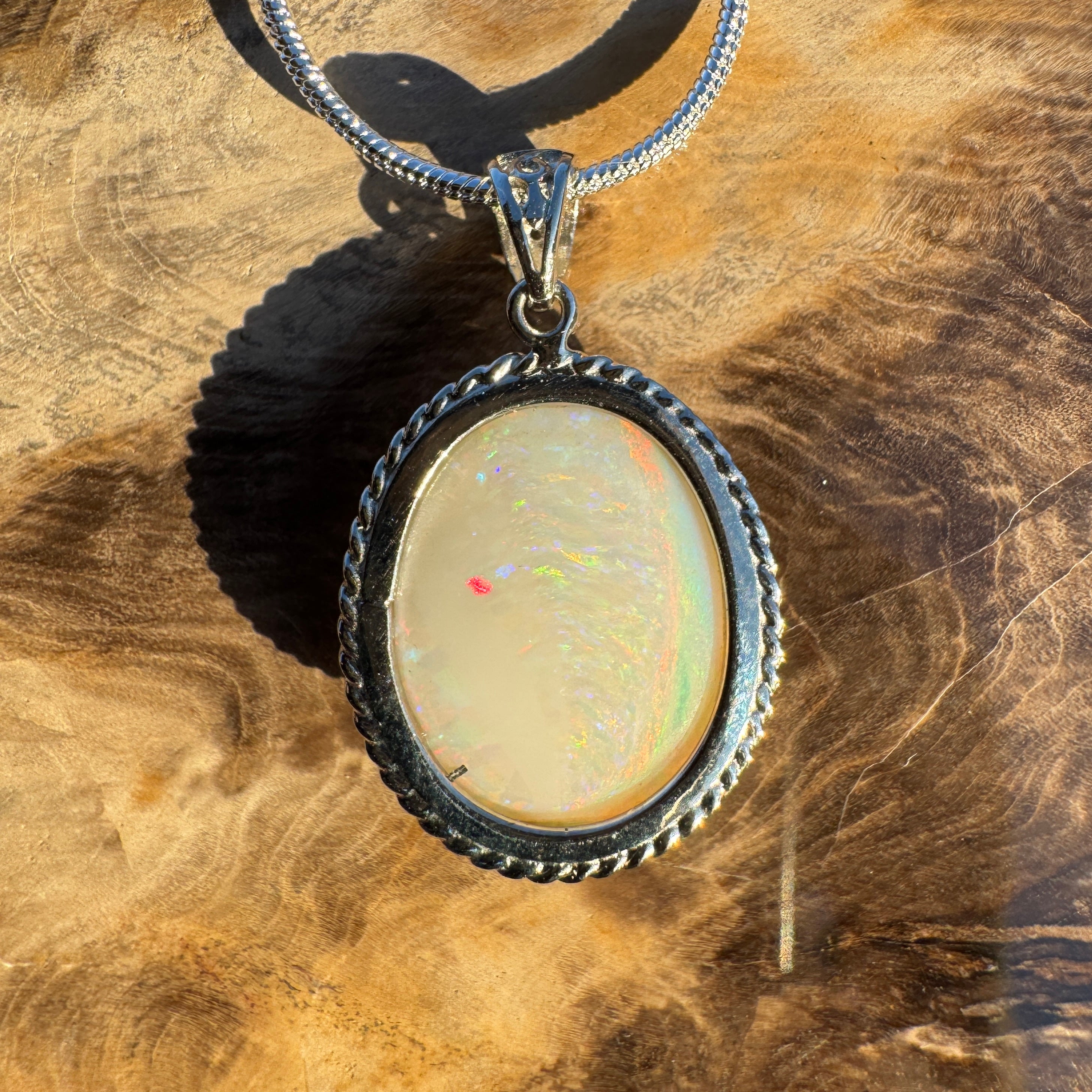 7.2ct Coober Pedy Opal Pendant Necklace ~ 'William Creek Twilight' | 925 Sterling Silver | Solid Australian Opal