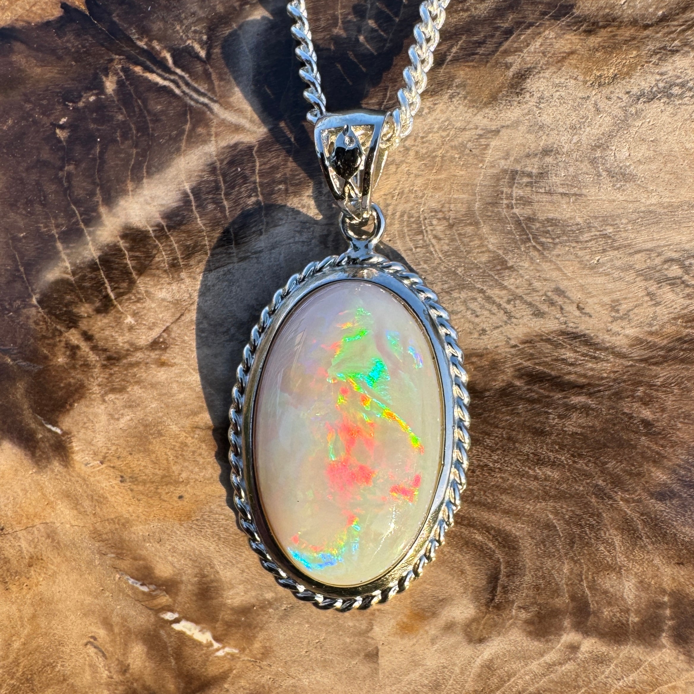 6.4ct Coober Pedy Opal Pendant Necklace ~ 'Oodnadatta Mirage' | 925 Sterling Silver | Solid Australian Opal
