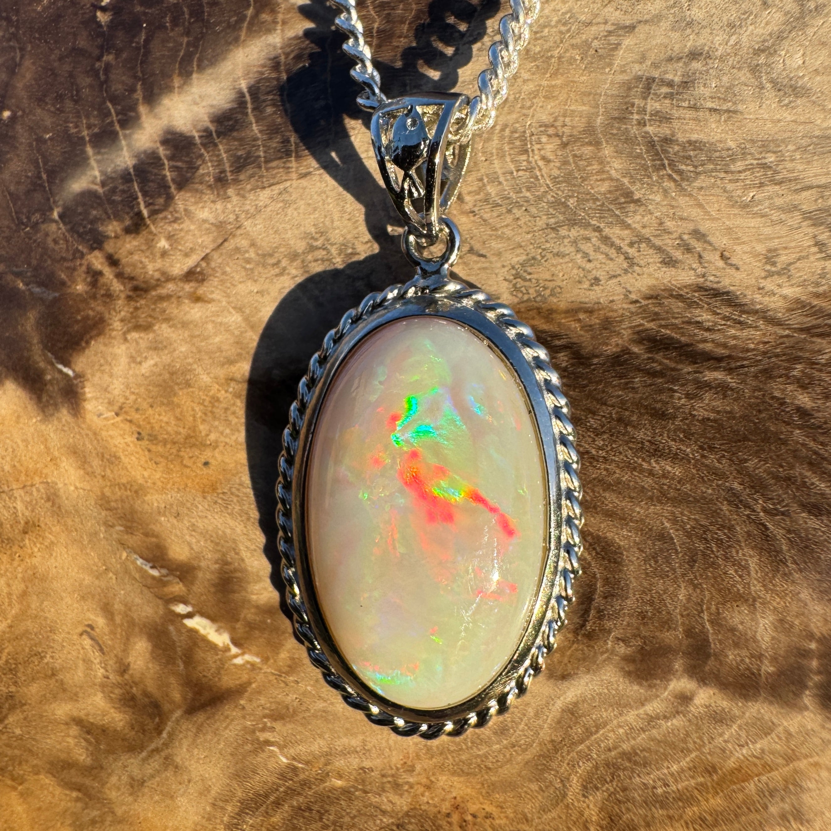 6.4ct Coober Pedy Opal Pendant Necklace ~ 'Oodnadatta Mirage' | 925 Sterling Silver | Solid Australian Opal