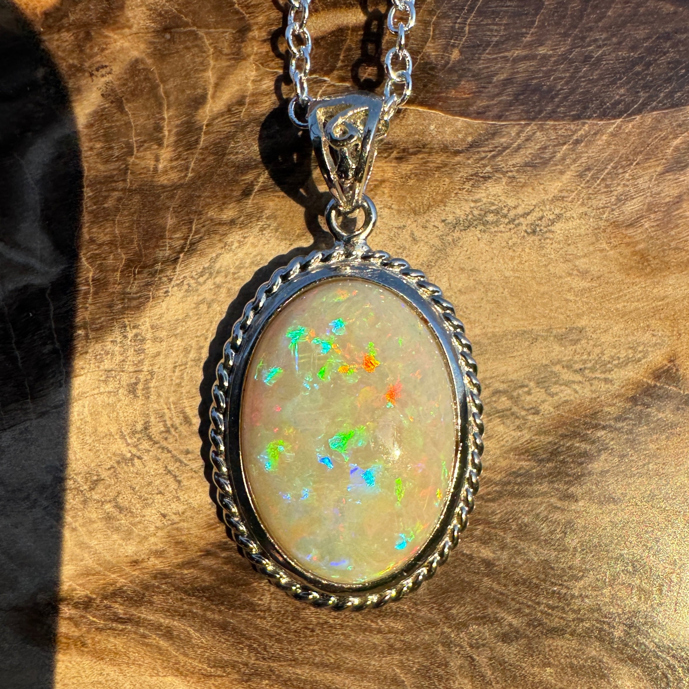 6.5ct Coober Pedy Opal Pendant Necklace ~ 'Painted Desert Dusk' | 925 Sterling Silver | Solid Australian Opal
