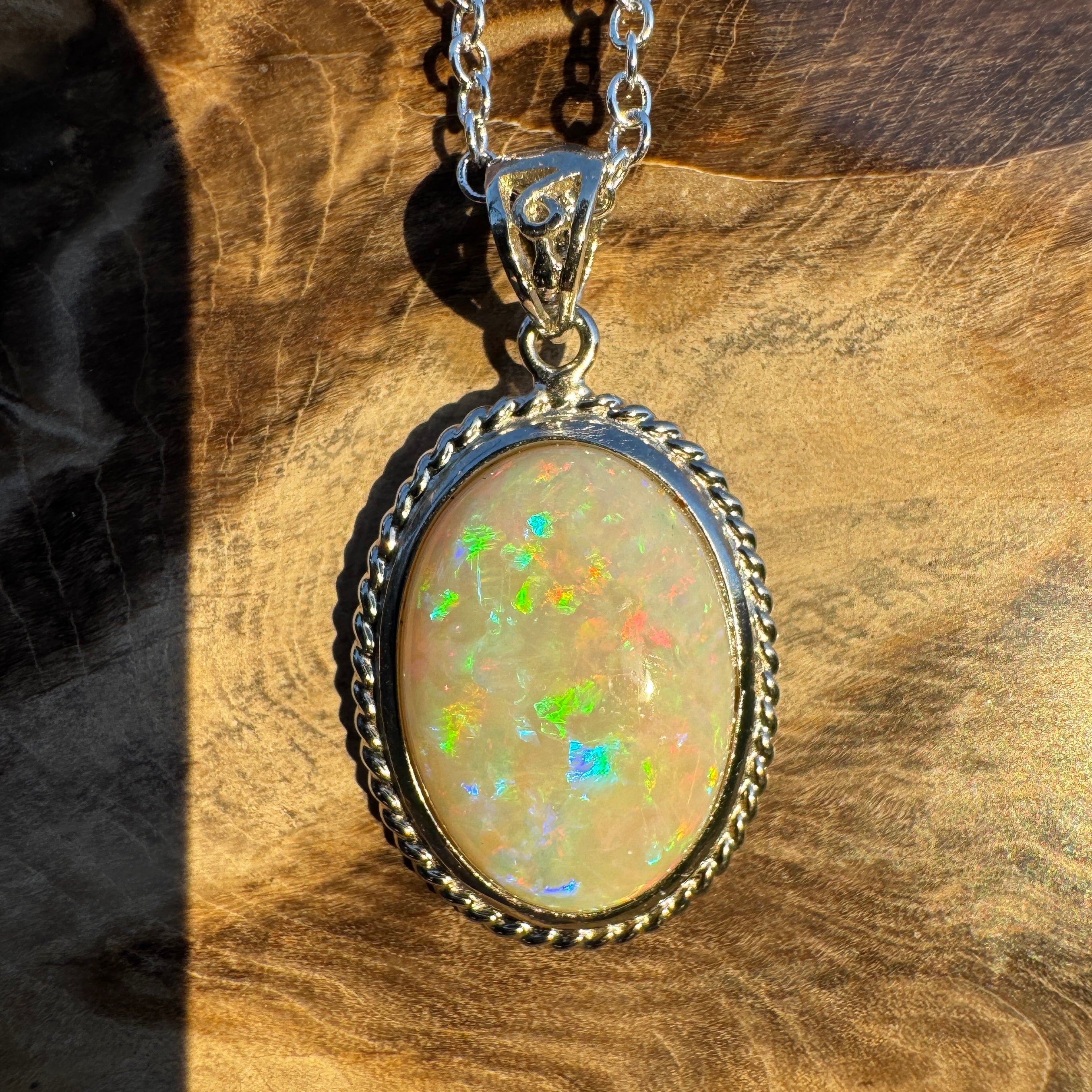 6.5ct Coober Pedy Opal Pendant Necklace ~ 'Painted Desert Dusk' | 925 Sterling Silver | Solid Australian Opal