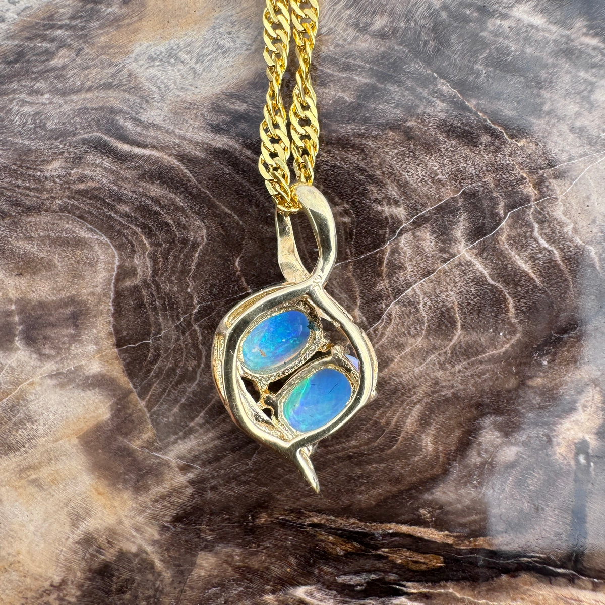 1ct Lightning Ridge Opal Swirl Pendant Necklace ~ 'Remarkable Rocks Swirl' | 14ct Yellow Gold | Solid Australian Opal