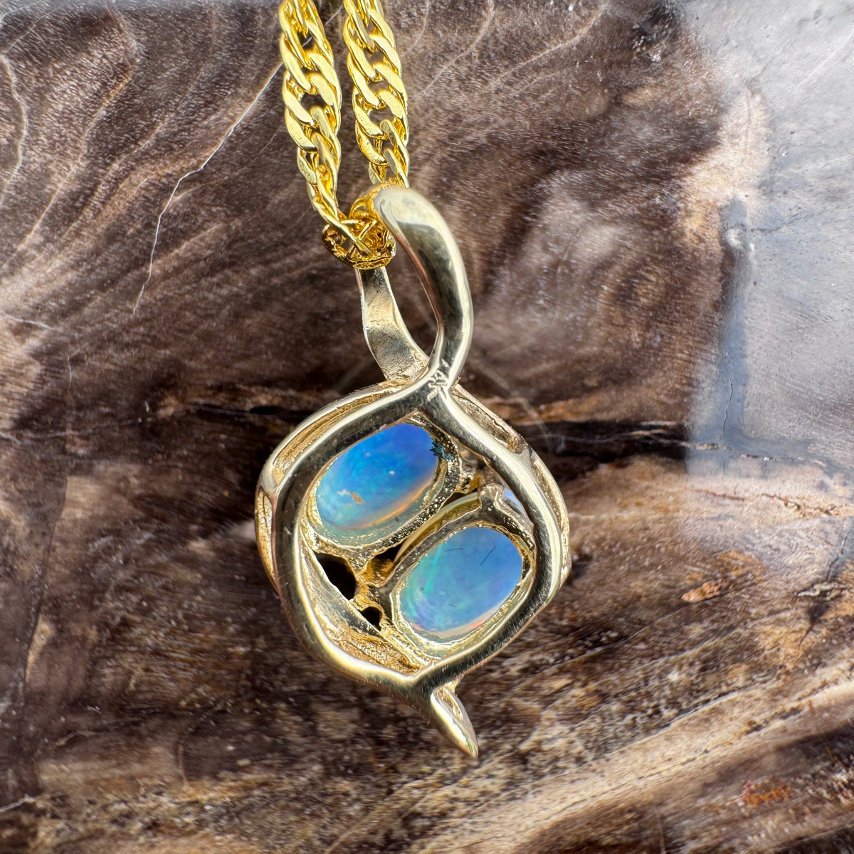 1ct Lightning Ridge Opal Swirl Pendant Necklace ~ 'Remarkable Rocks Swirl' | 14ct Yellow Gold | Solid Australian Opal